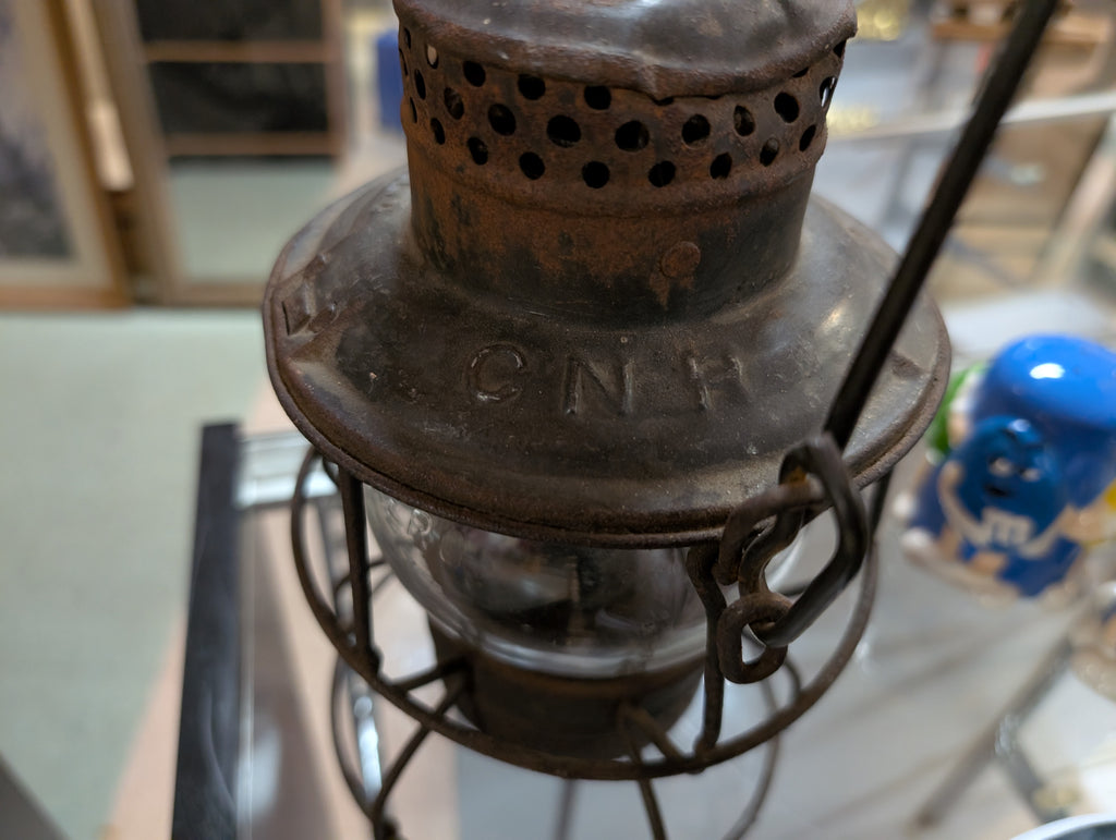 Vintage Canadian National Railroad Lantern Hiram Co. Steel Glass Display Piece