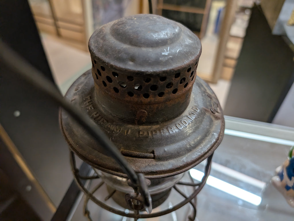 Vintage Canadian National Railroad Lantern Hiram Co. Steel Glass Display Piece