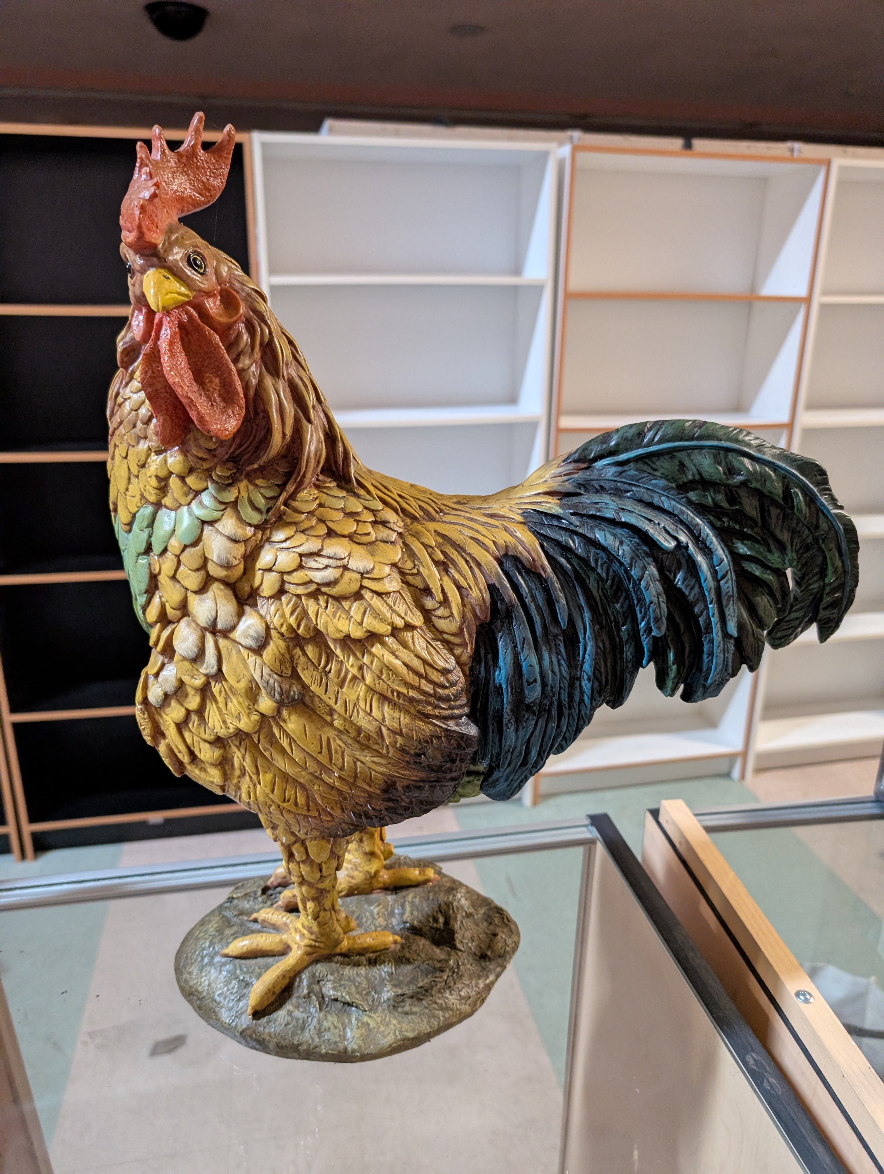Decorative Hand Painted Rooster Statue Farmhouse Kitchen Country Table Display