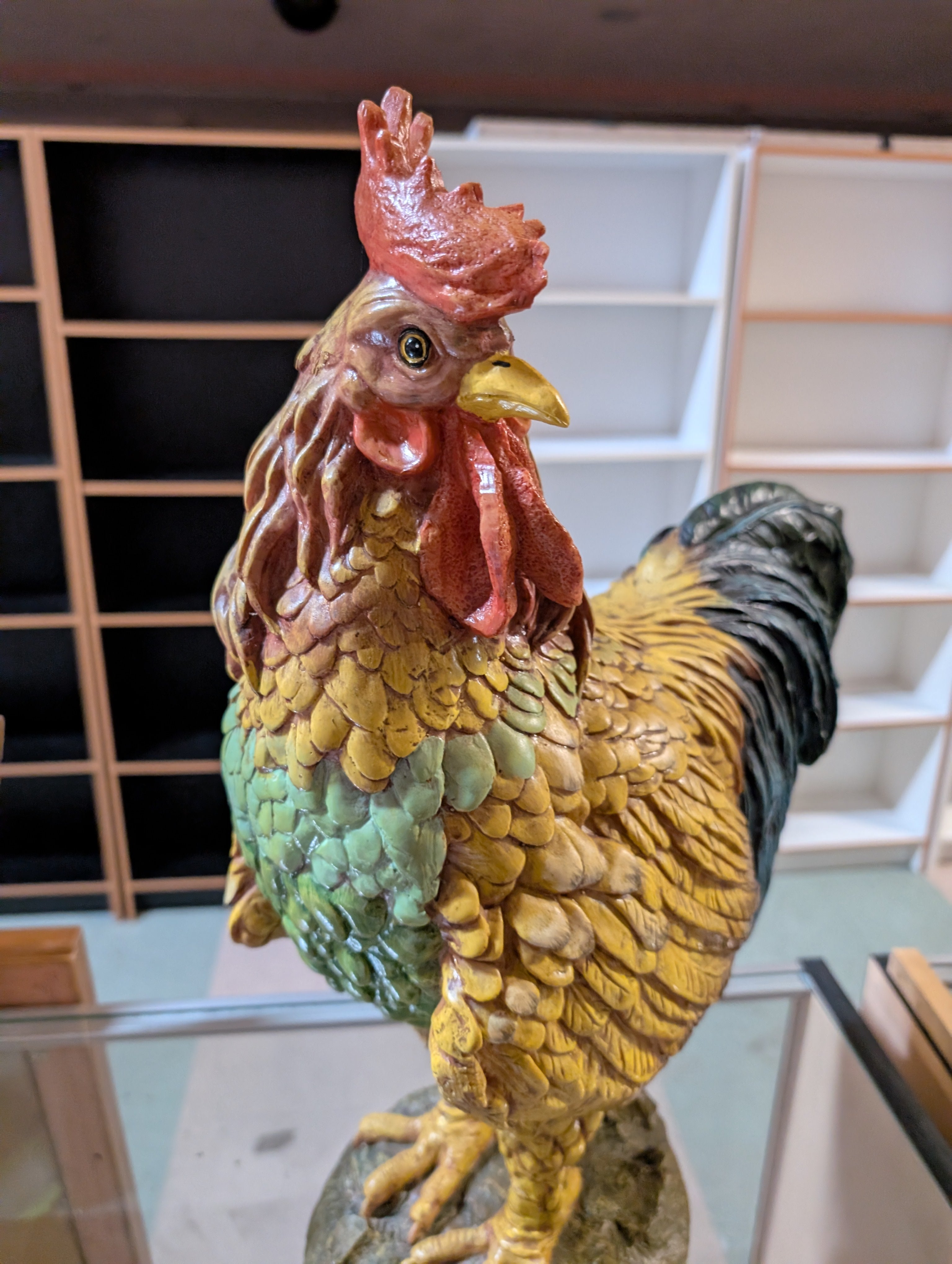 Decorative Hand Painted Rooster Statue Farmhouse Kitchen Country Table Display