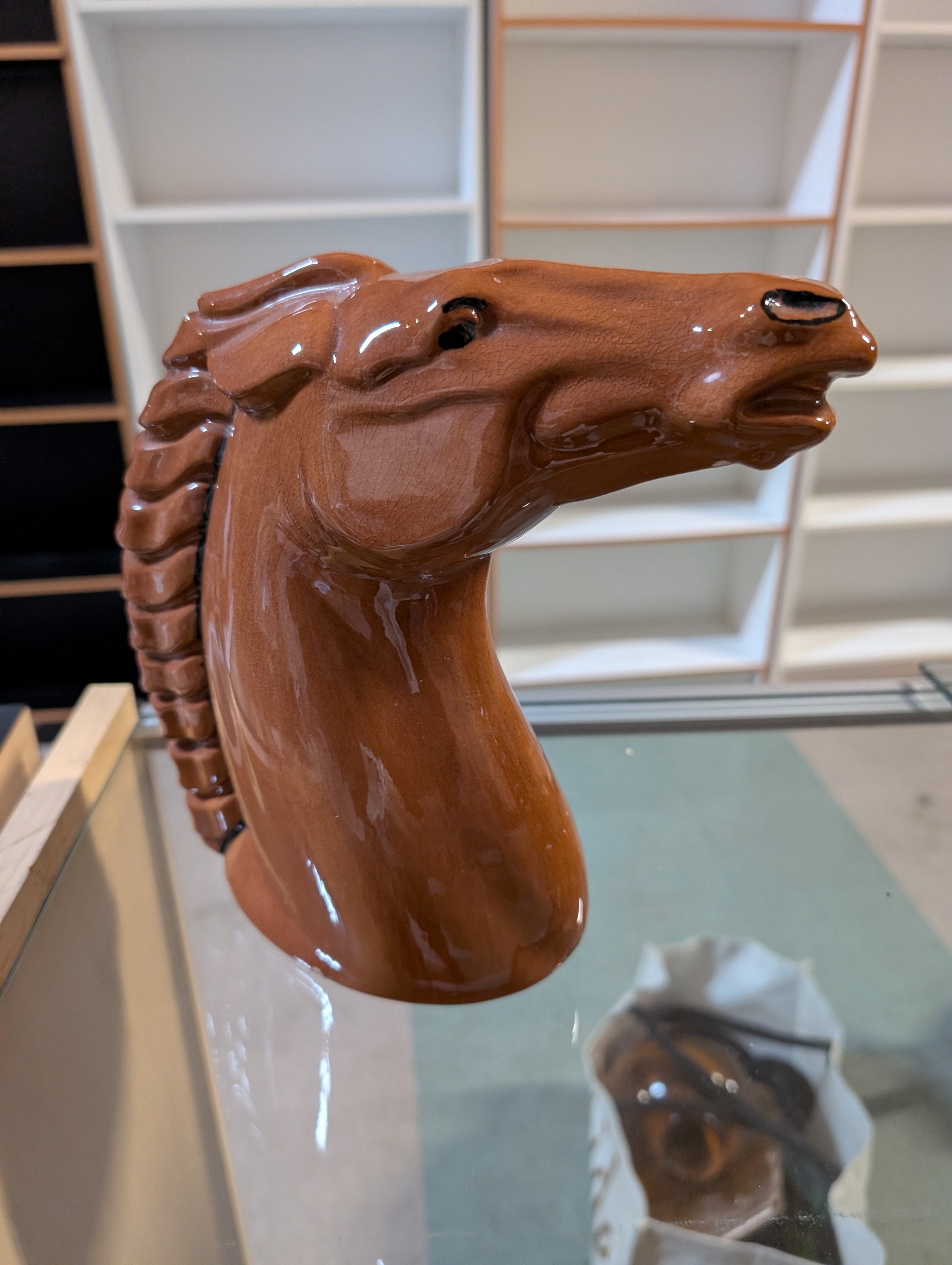 Vintage P Brown 1950 Ceramic Horse Head Vase Mid Century Animal Collectible Decor