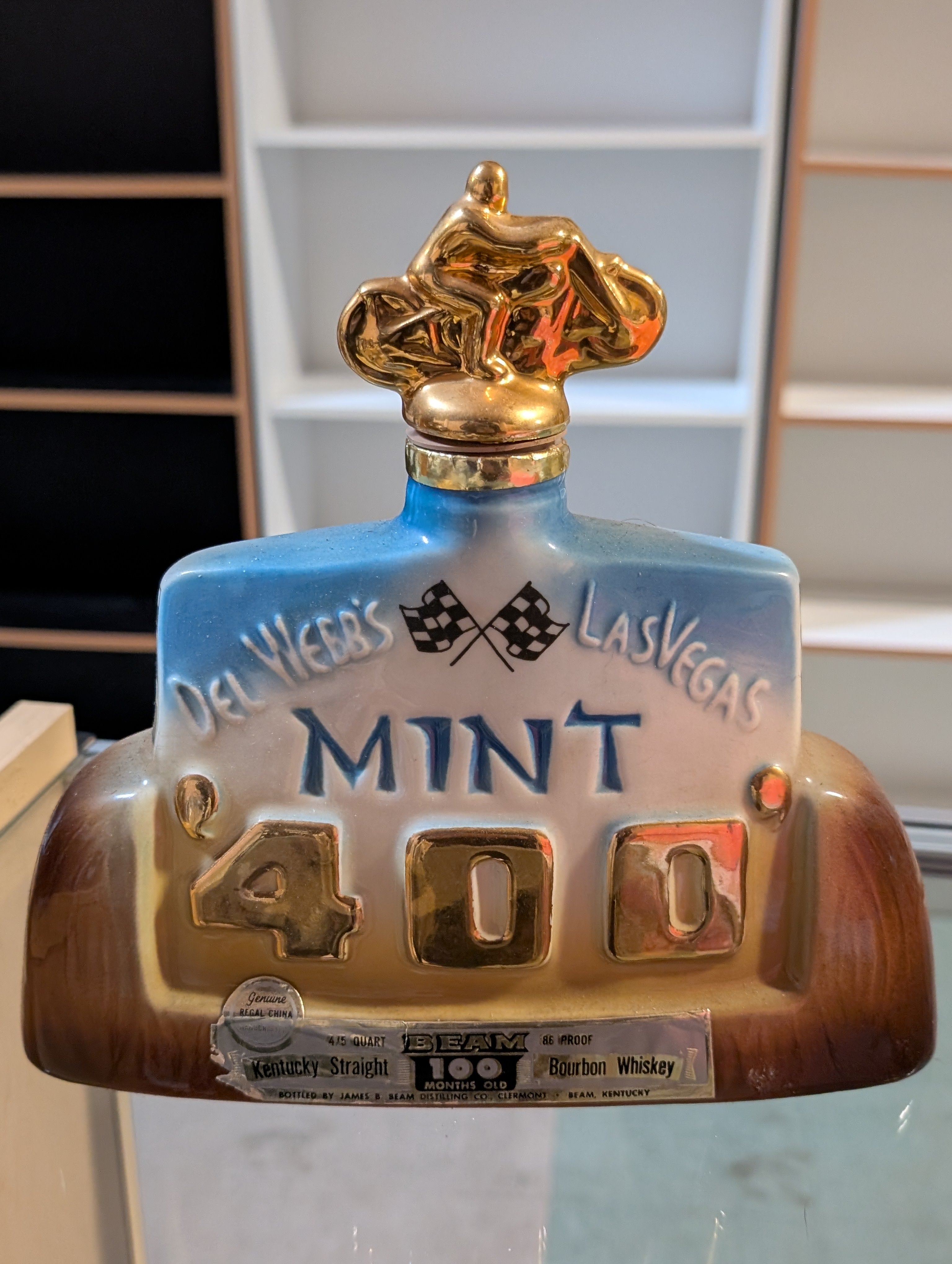 Vintage Jim Beam Del Webb Mint 400 Las Vegas Racing Decanter Collectible Ceramic