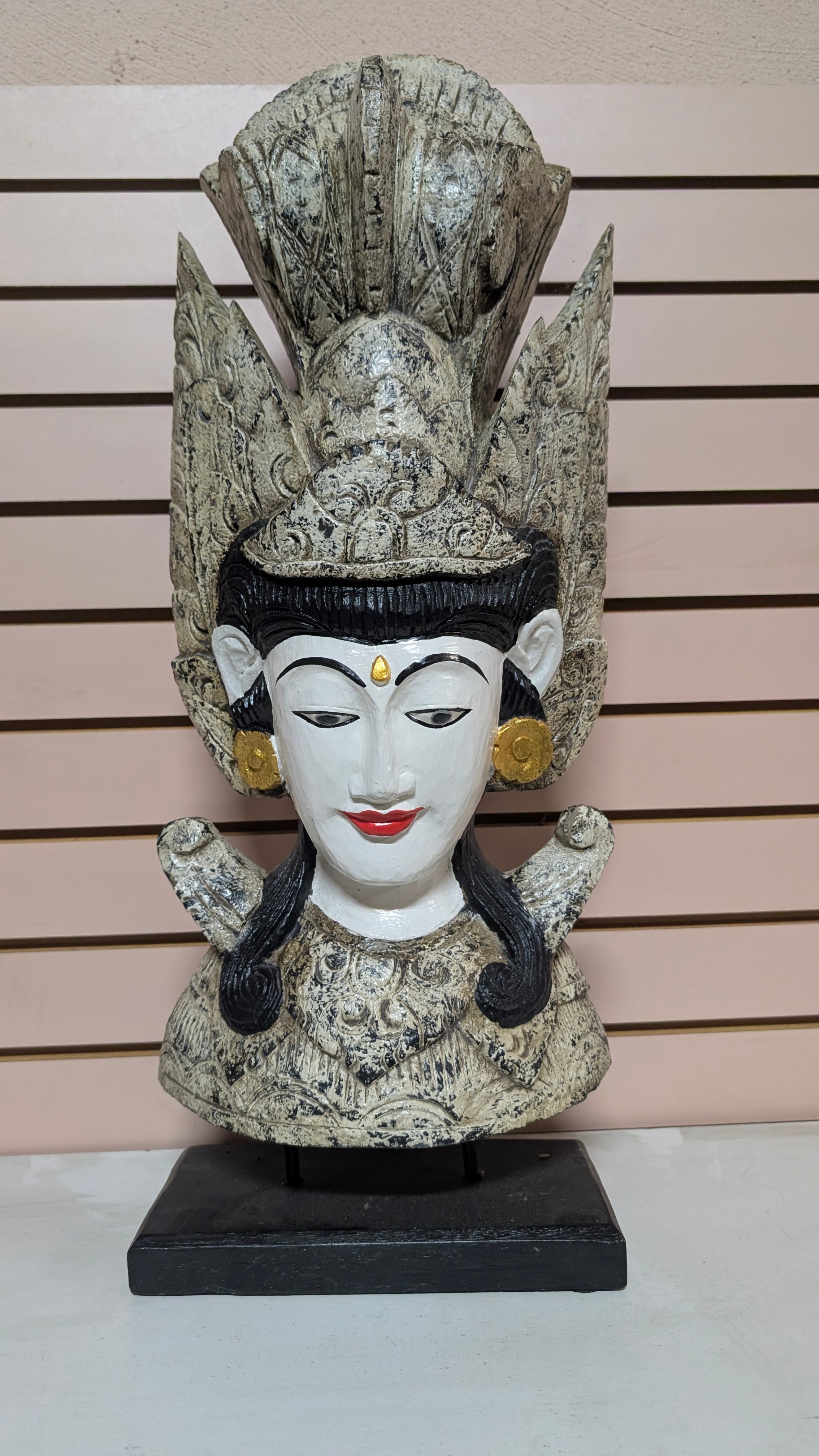Asian Goddess Bust Sculpture Decorative Resin Statue Hand Painted Table Display