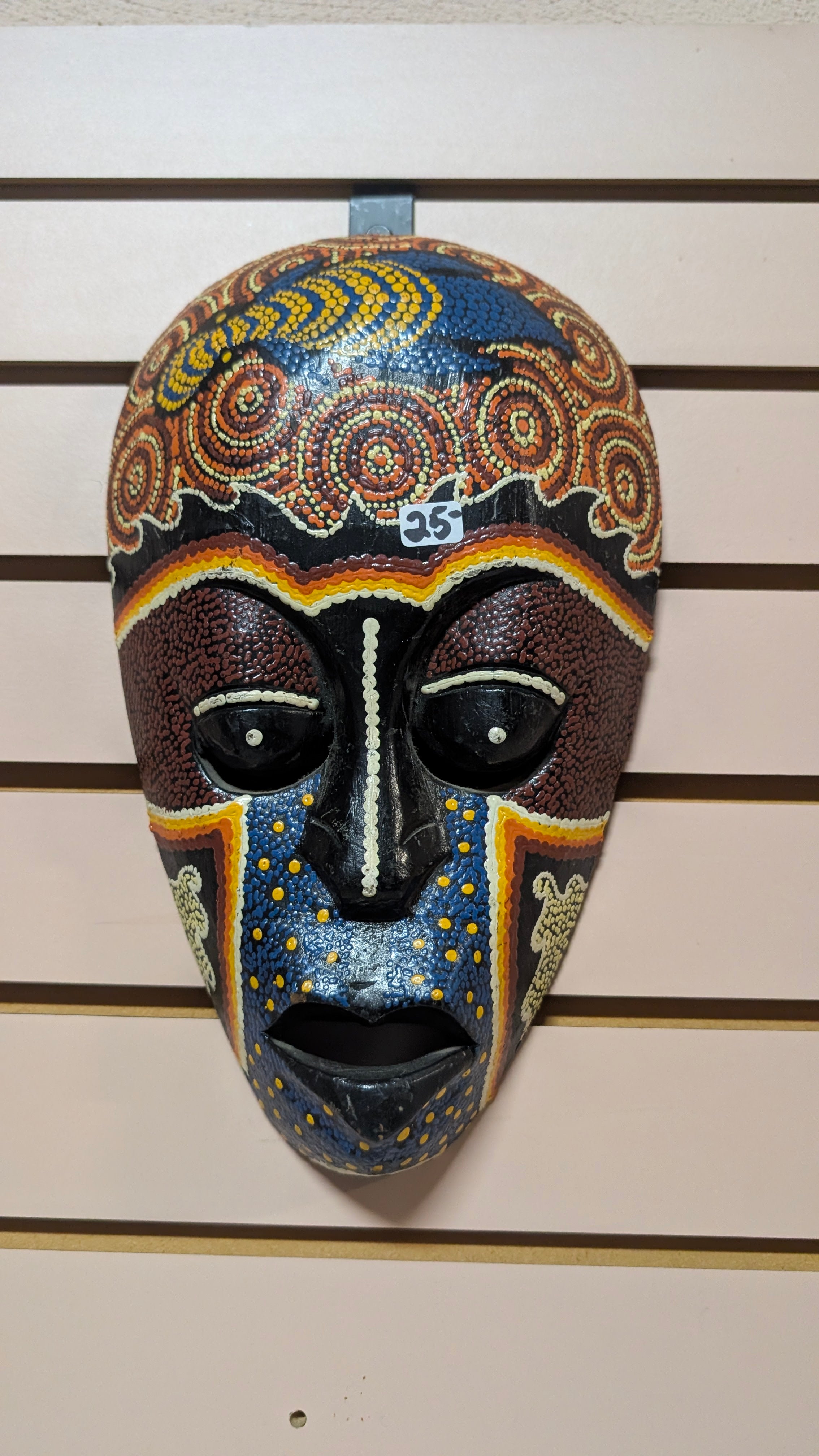 Hand Painted Aboriginal Style Wooden Mask Dot Art Wall Hanging Tribal Decor