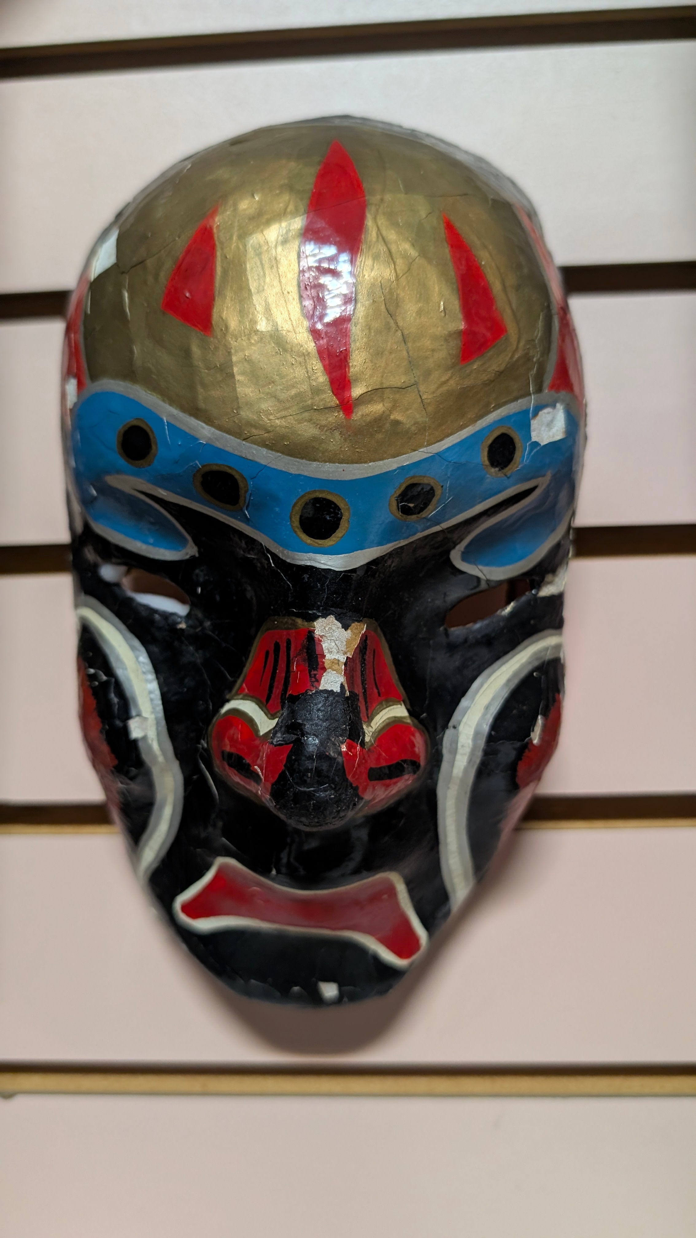 Vintage Hand Painted Tribal Style Decorative Mask Wall Art Collectible Home Decor