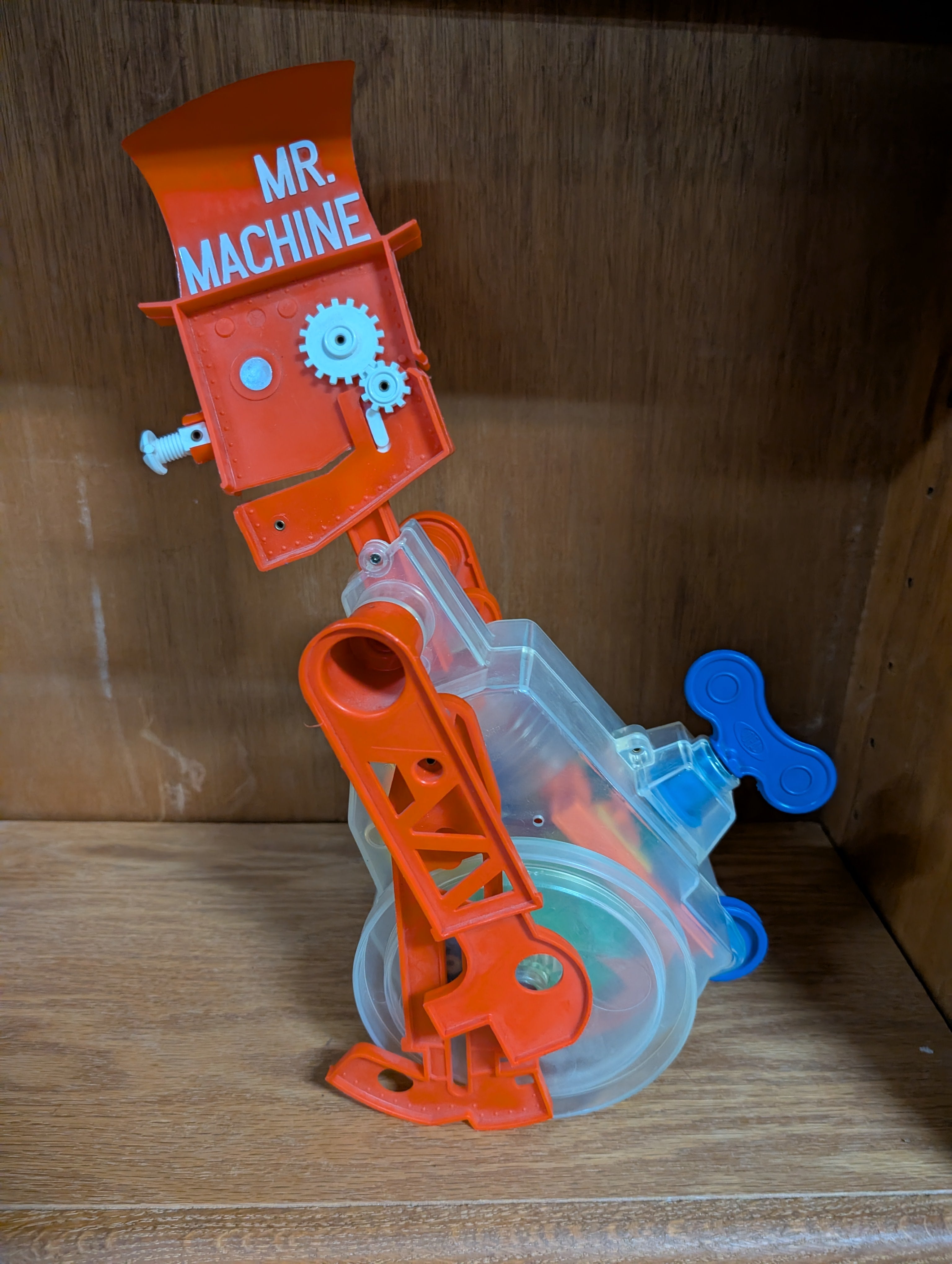 Vintage Ideal Mr Machine Plastic Mechanical Toy Crank Action Retro Collectible