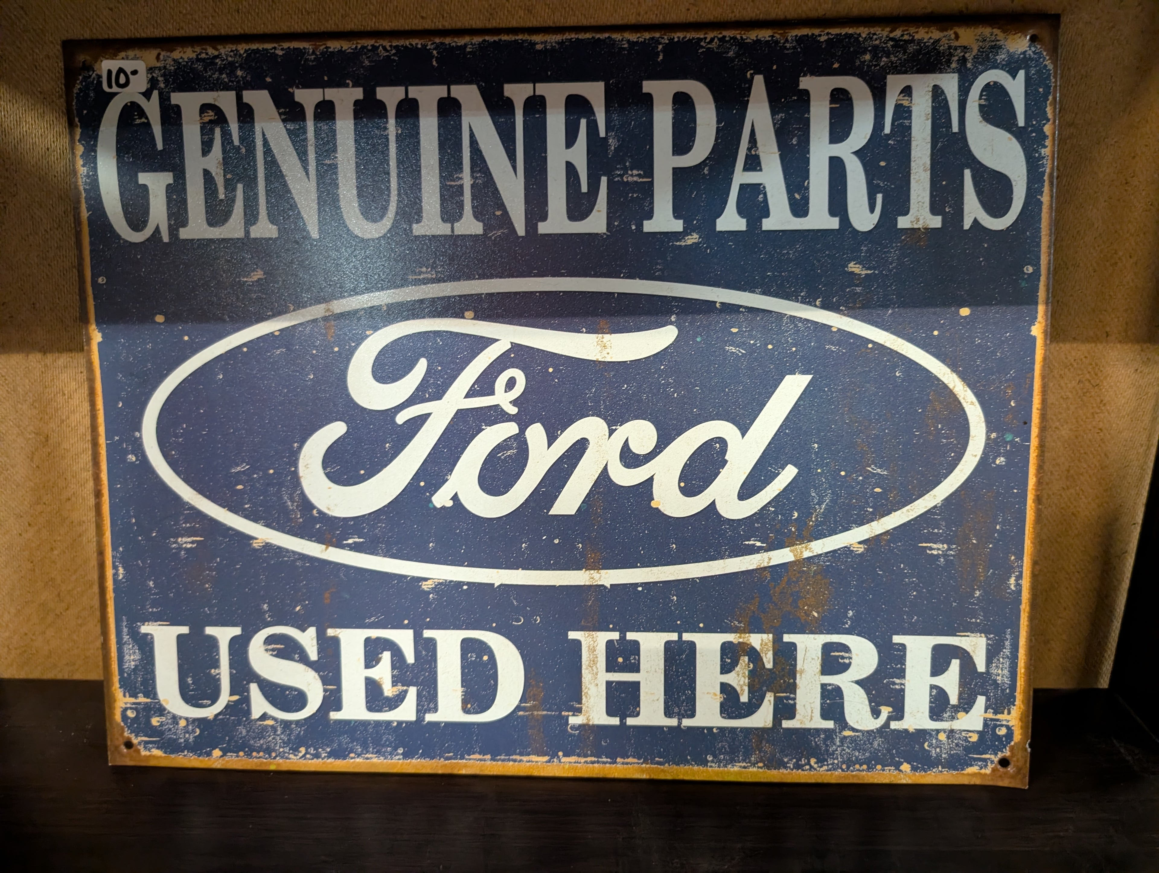 Vintage Genuine Ford Parts Used Here Automotive Dealership Advertising Sign