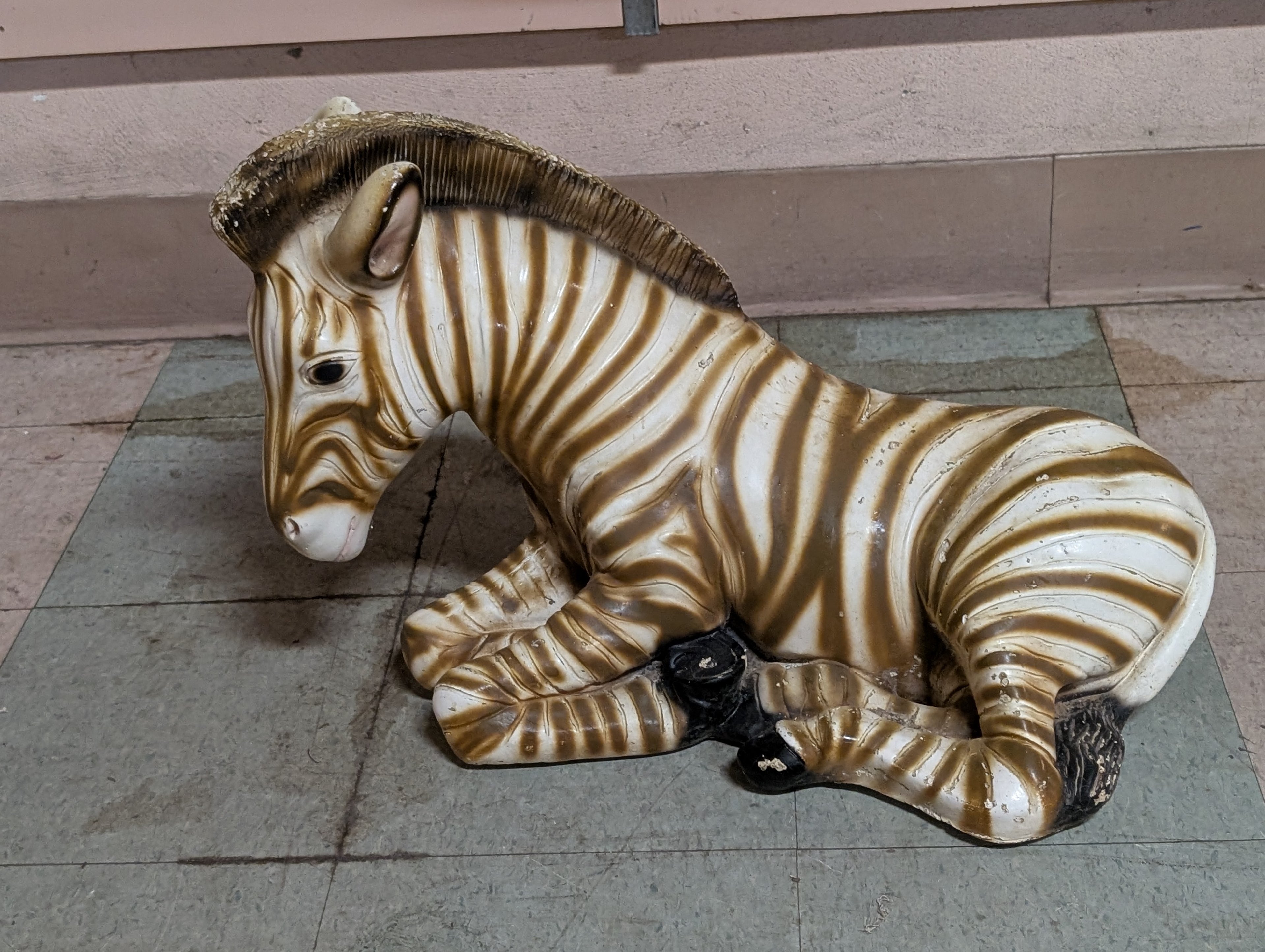 Vintage Ceramic Zebra Figurine Hand Painted Animal Decor Collectible Sculpture