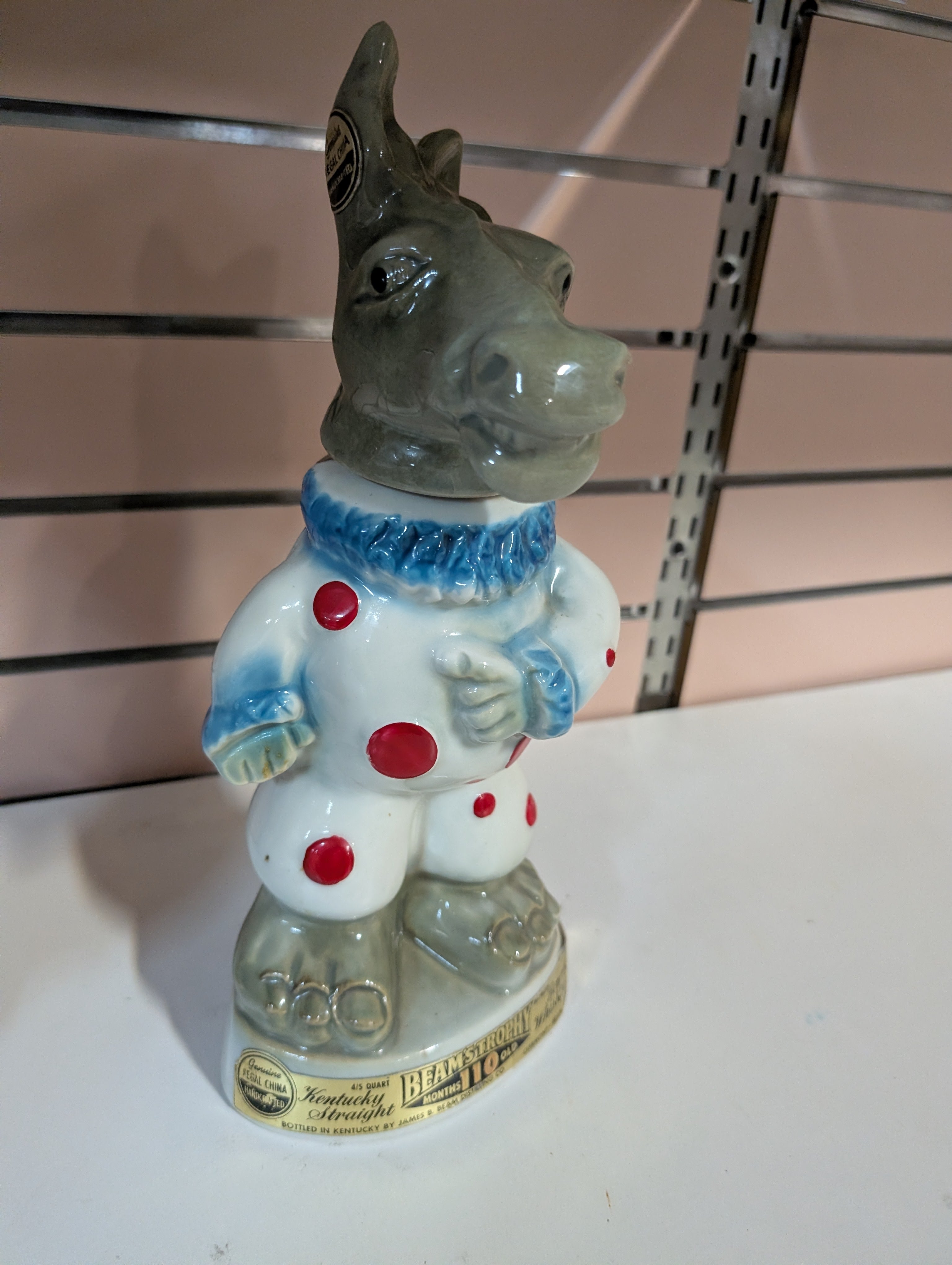 Vintage Beam's Trophy Kentucky Straight Bourbon Donkey Decanter Ceramic Bottle