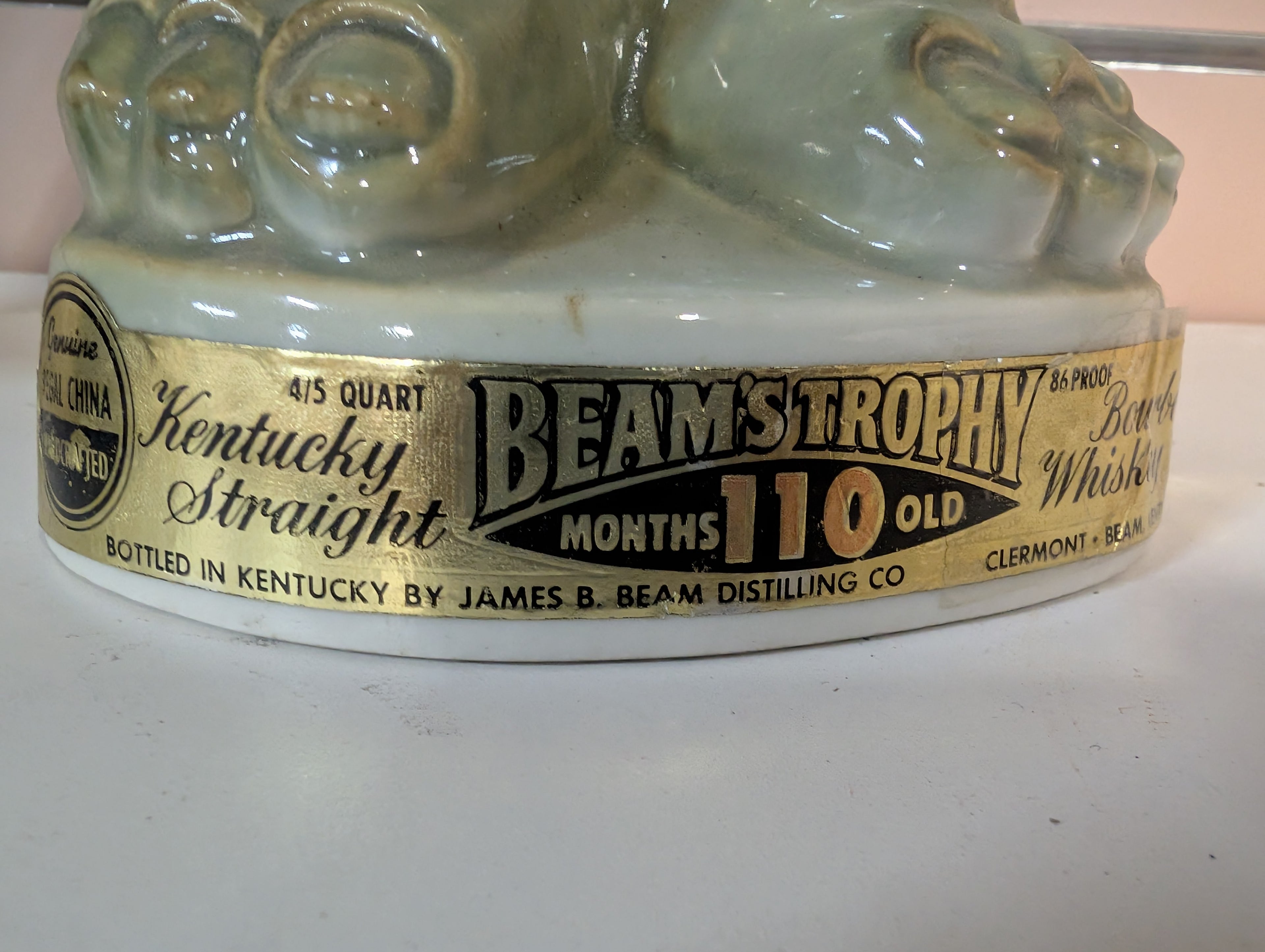 Vintage Beam's Trophy Kentucky Straight Bourbon Donkey Decanter Ceramic Bottle