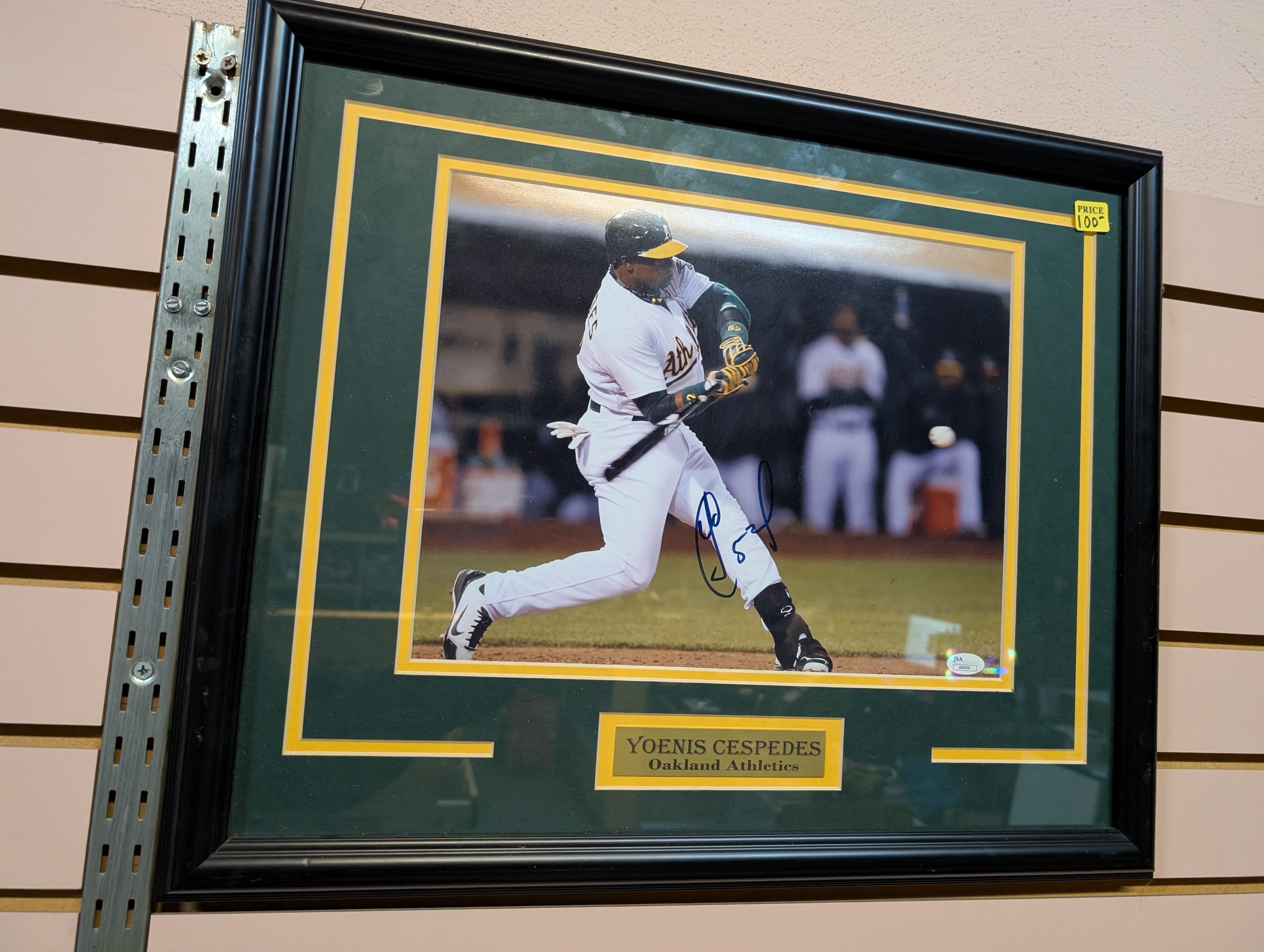 Signed Yoenis Cespedes Oakland Athletics Framed Baseball Photo Autograph Display