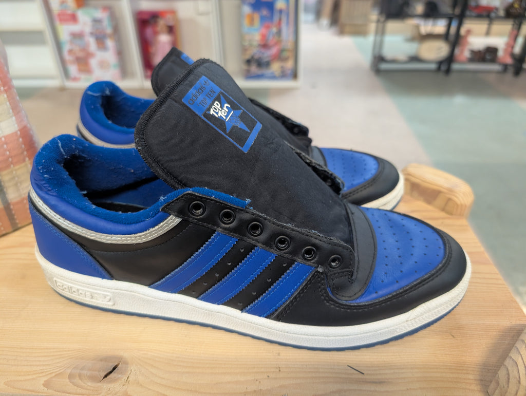 Vintage Adidas Top Ten Blue Black Leather Low Top Sneakers Mens US 12 Classic