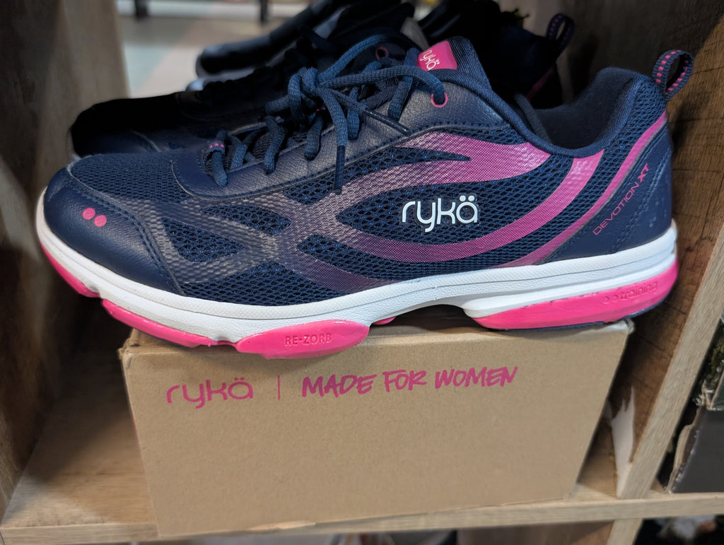 Ryka Devotion XT Womens Training Shoes Navy Pink Size 9.5M Athletic Footwear