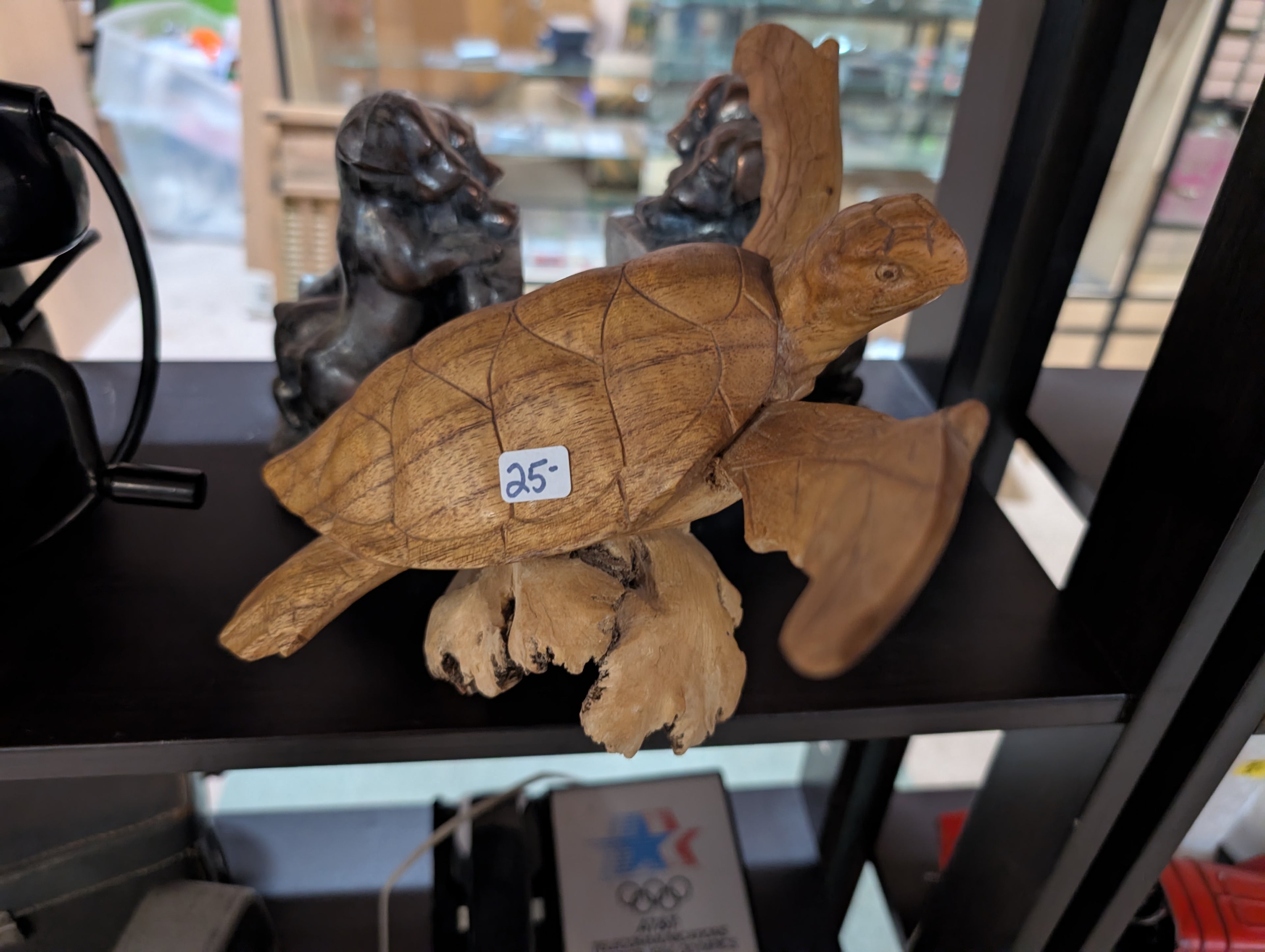 Handmade Hand Carved Wooden Sea Turtle Sculpture Nautical Coastal Decor Art Display