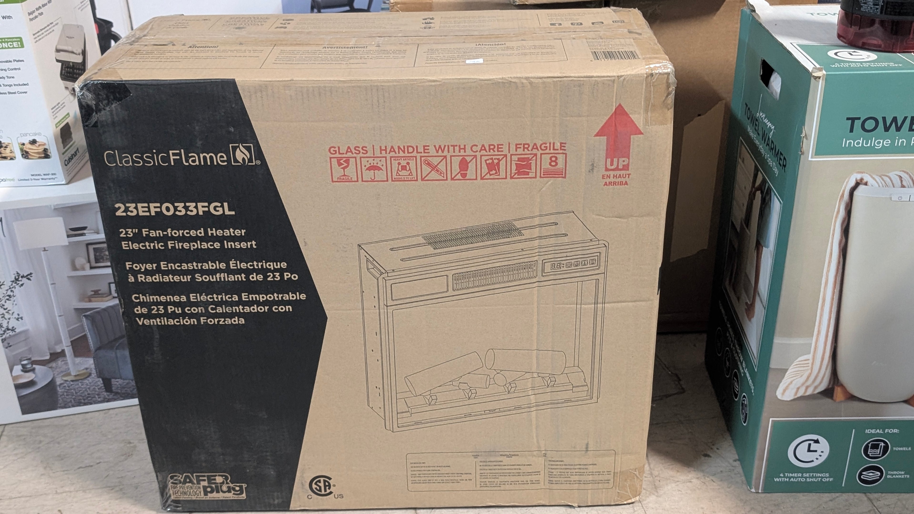 ClassicFlame 23 Inch Fan Forced Electric Fireplace Insert Heater 23EFO33FGL