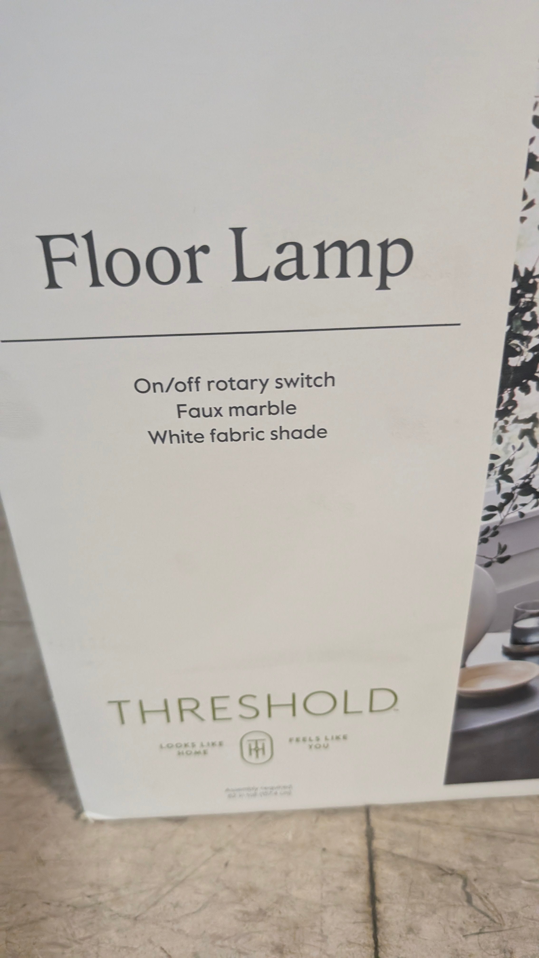 Threshold Faux Marble Floor Lamp With White Fabric Shade Modern Decor Lighting