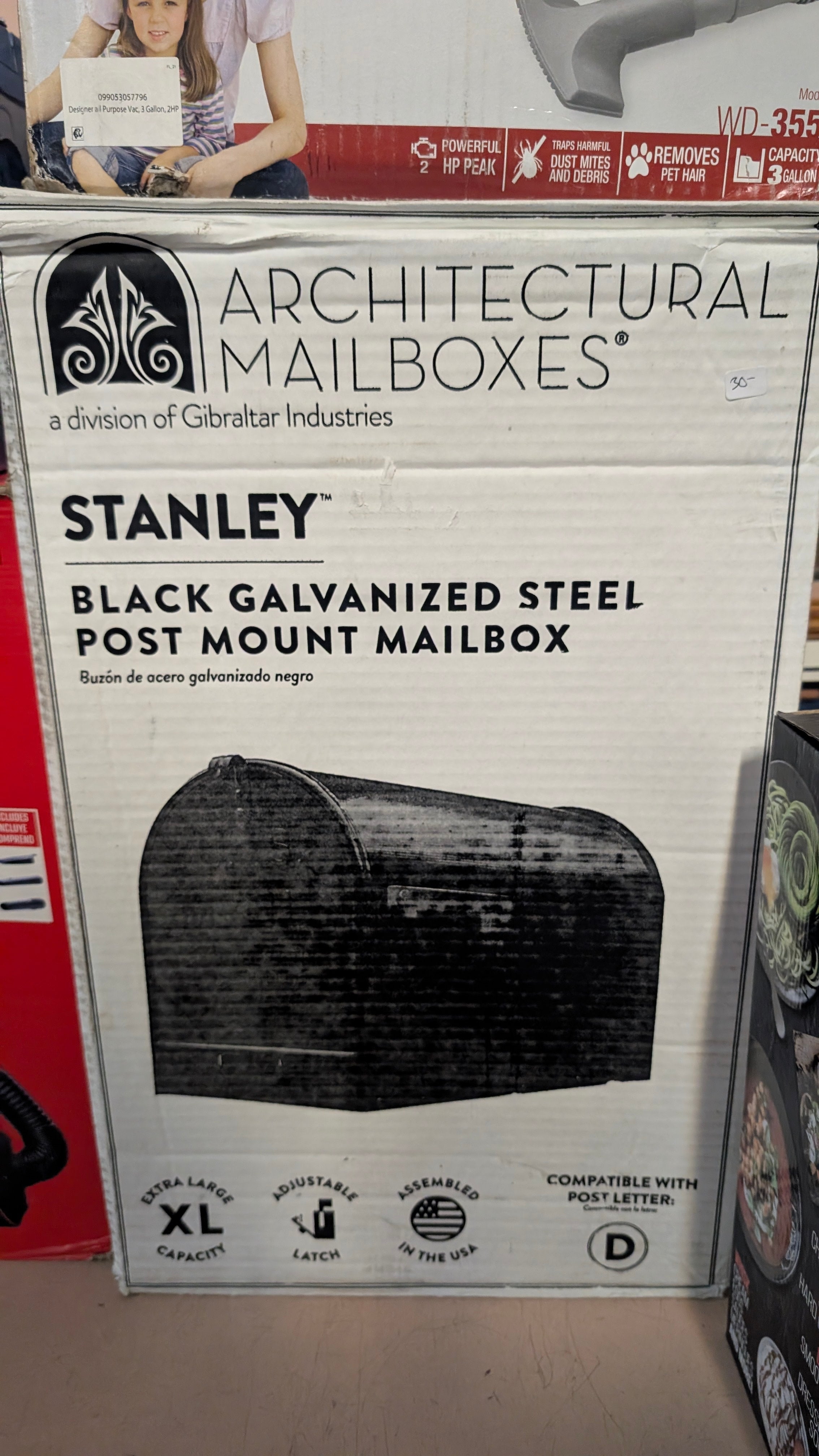 Architectural Mailboxes Stanley Black Galvanized Steel Post Mount Mailbox XL