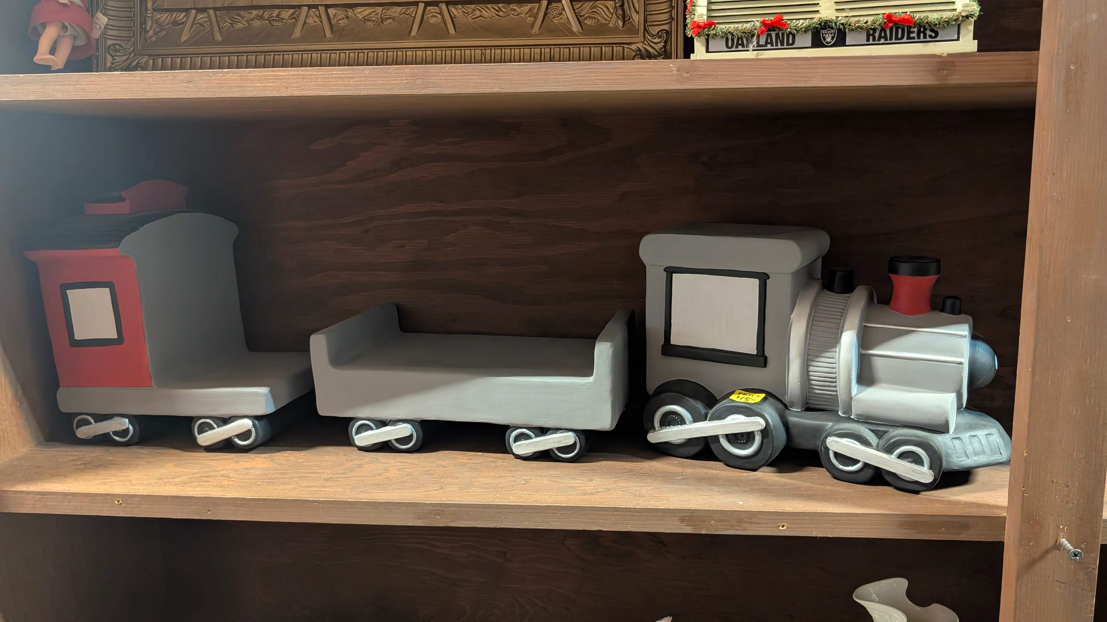 Ceramic Decorative Train Engine And Cars Hand Painted Display Set