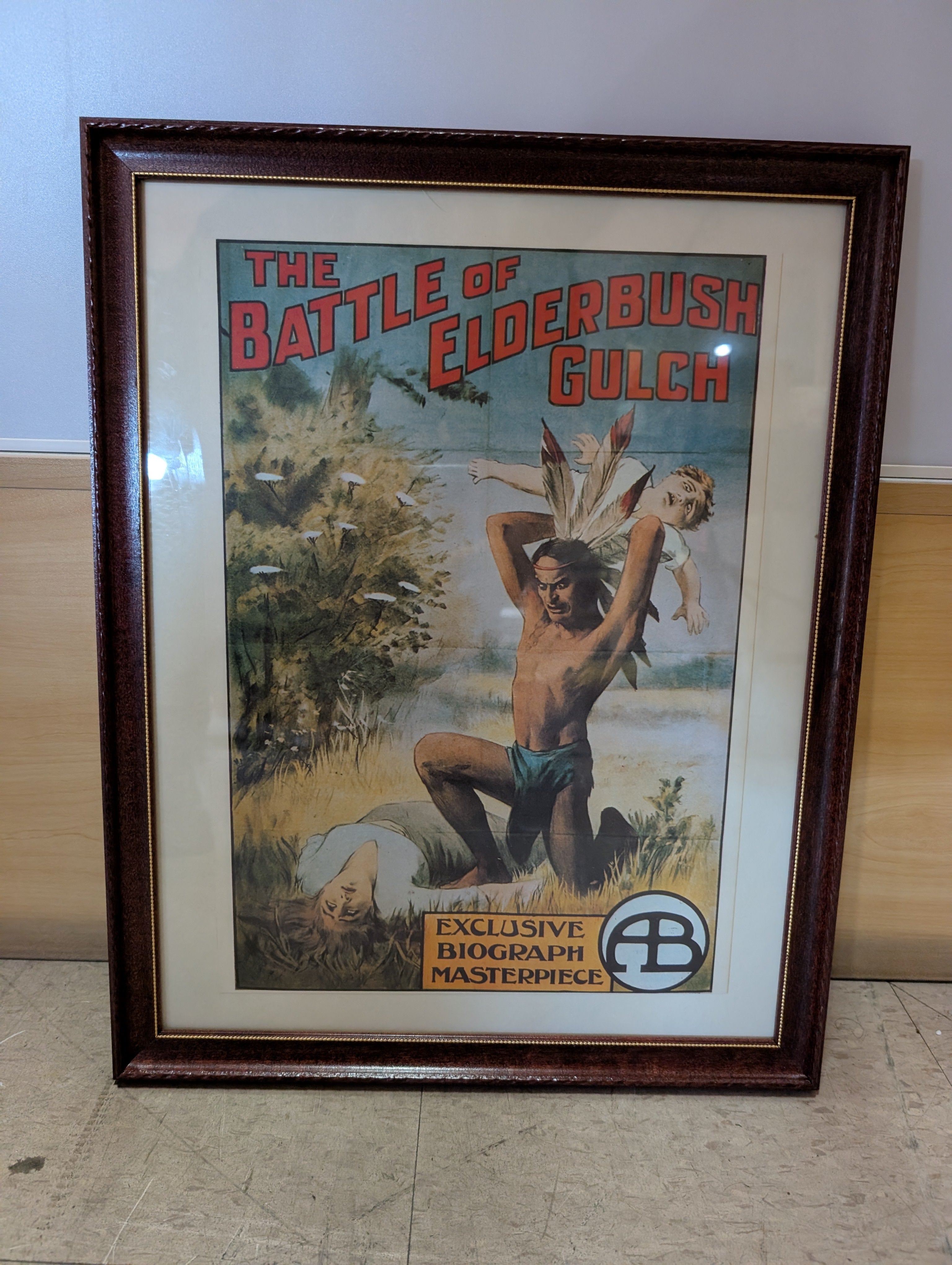 Vintage Battle Of Elderbush Gulch Biograph Masterpiece Framed Movie Poster Art