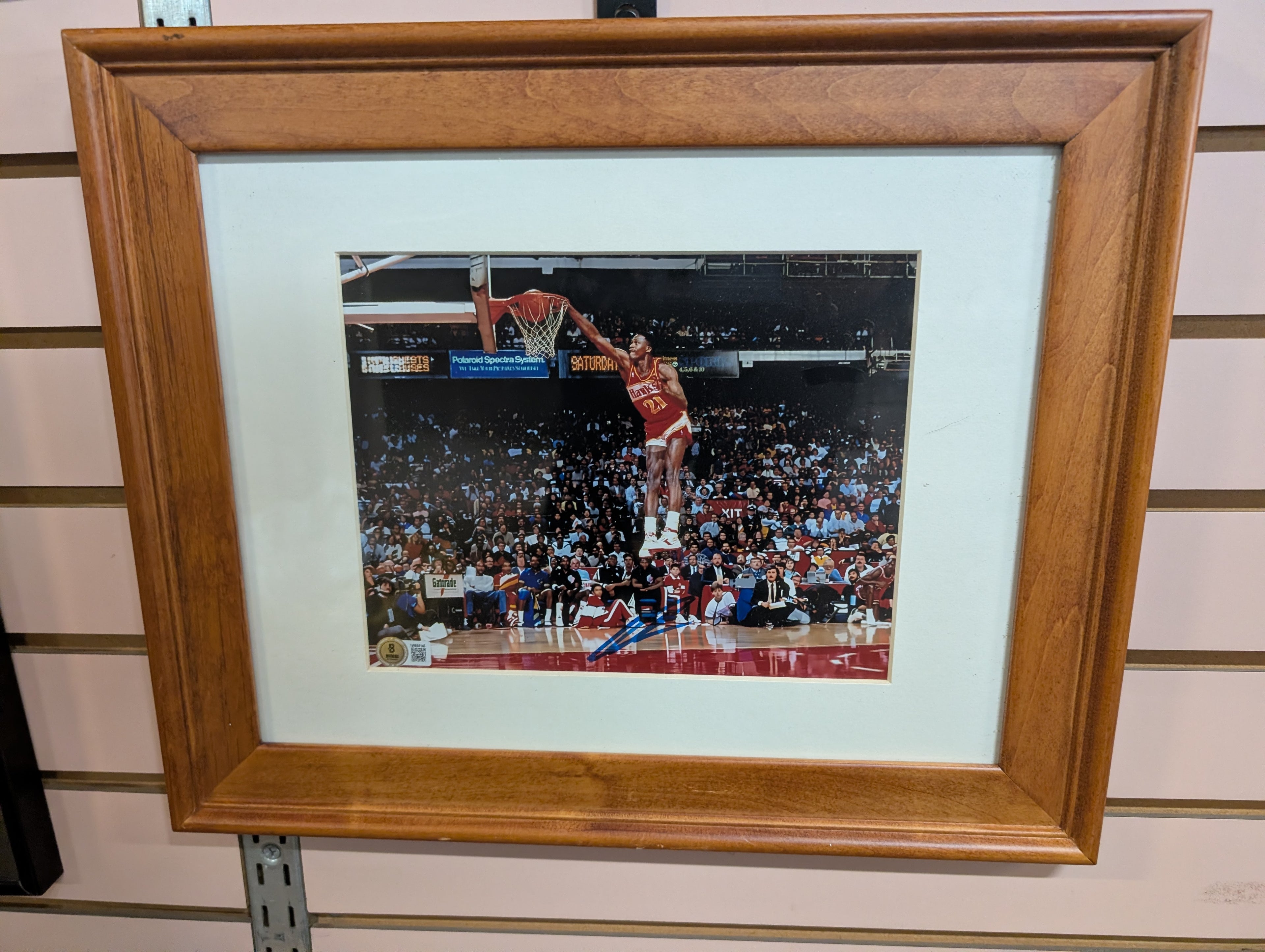 Dominique Wilkins Signed Autograph Framed Basketball Action Photo Display