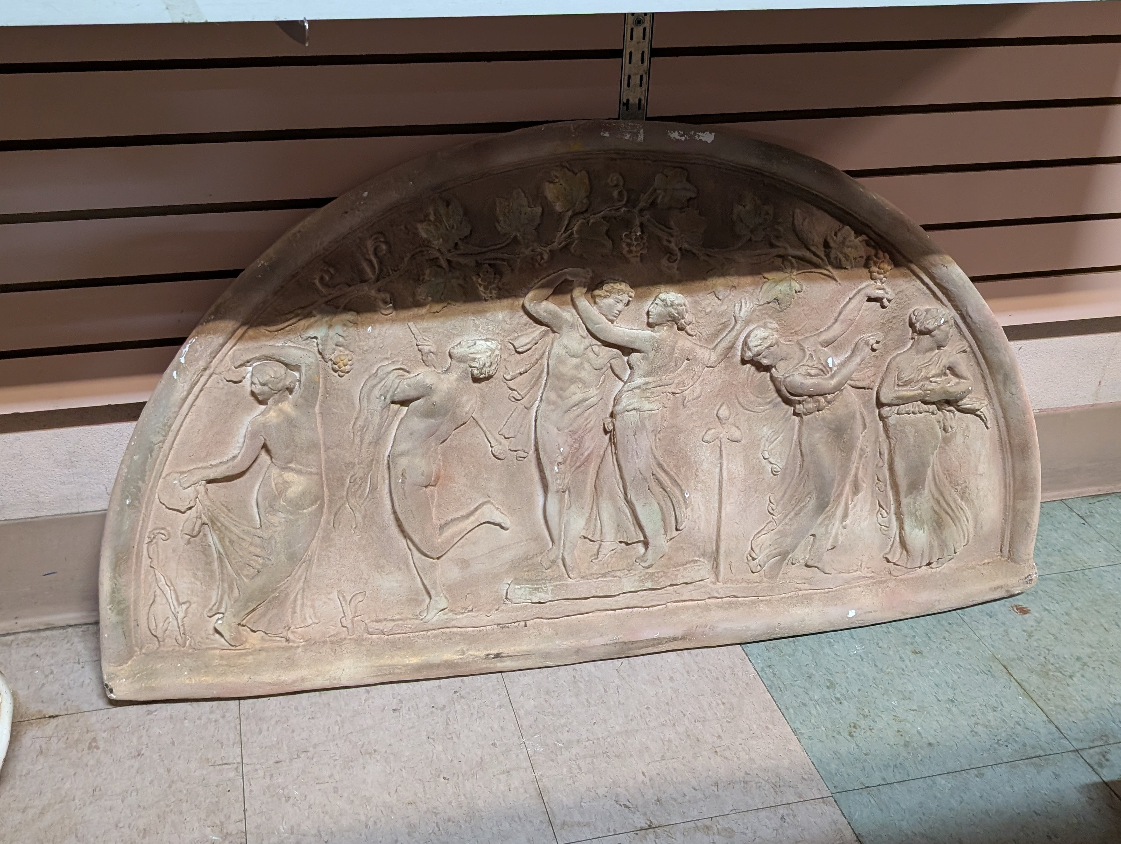 Heavy Vintage Classical Relief Wall Plaque Dancing Figures Roman Style Architectural Decor
