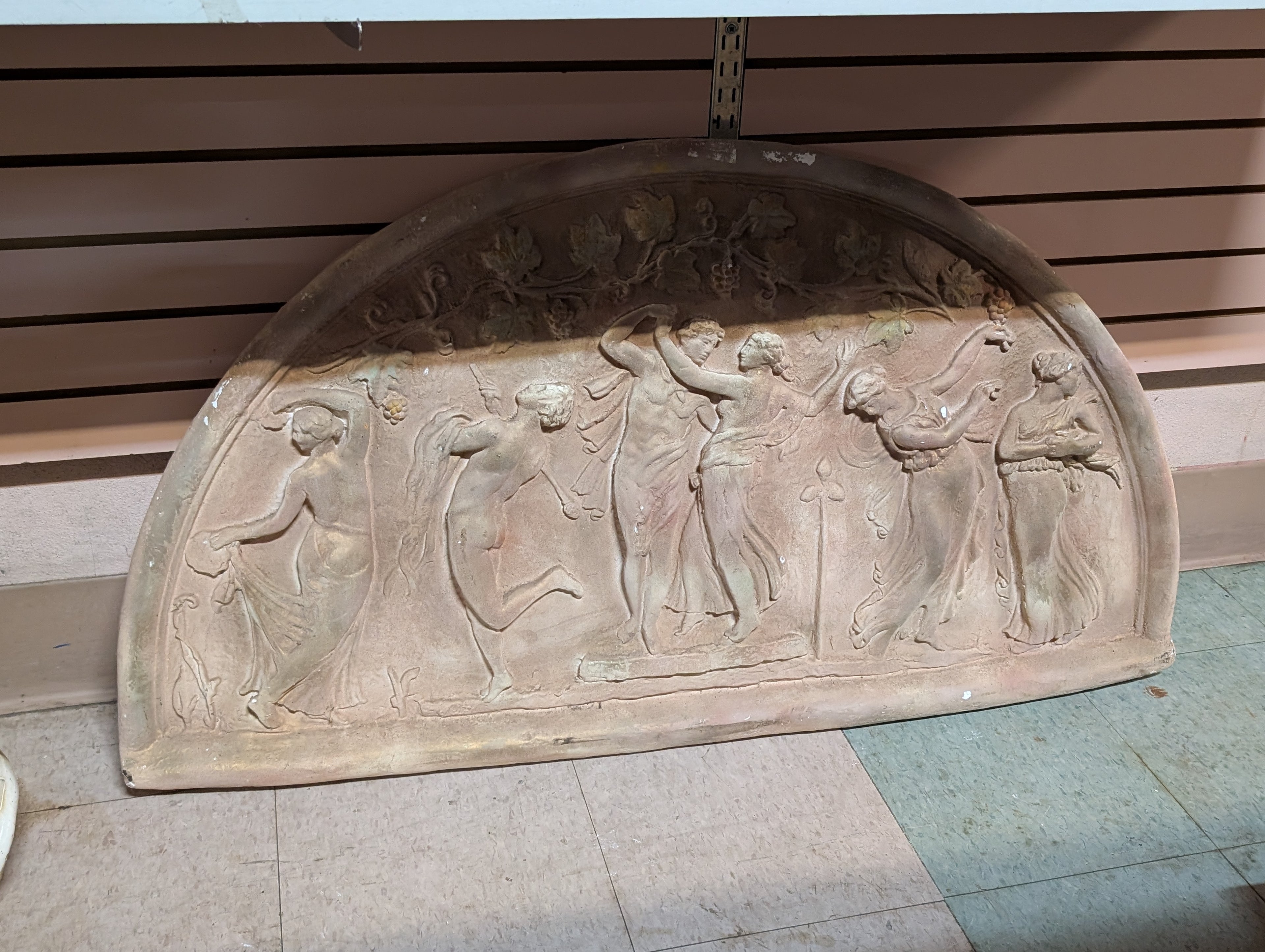 Heavy Vintage Classical Relief Wall Plaque Dancing Figures Roman Style Architectural Decor