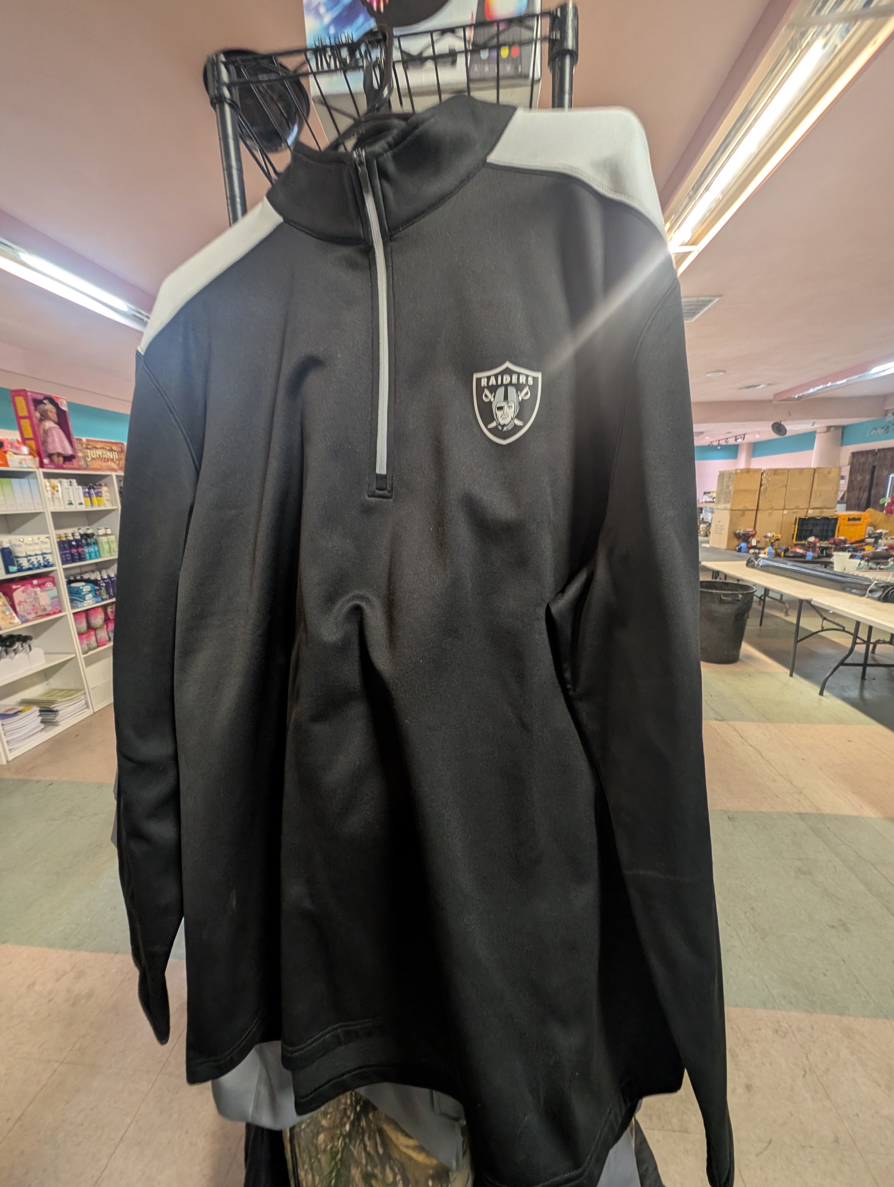 NFL Oakland Raiders Quarter Zip Pullover Jacket Black Team Apparel 2XL