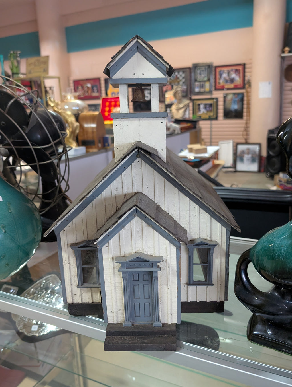 Decorative Wooden Church Lantern Birdhouse Bell Farmhouse Home Decor Display
