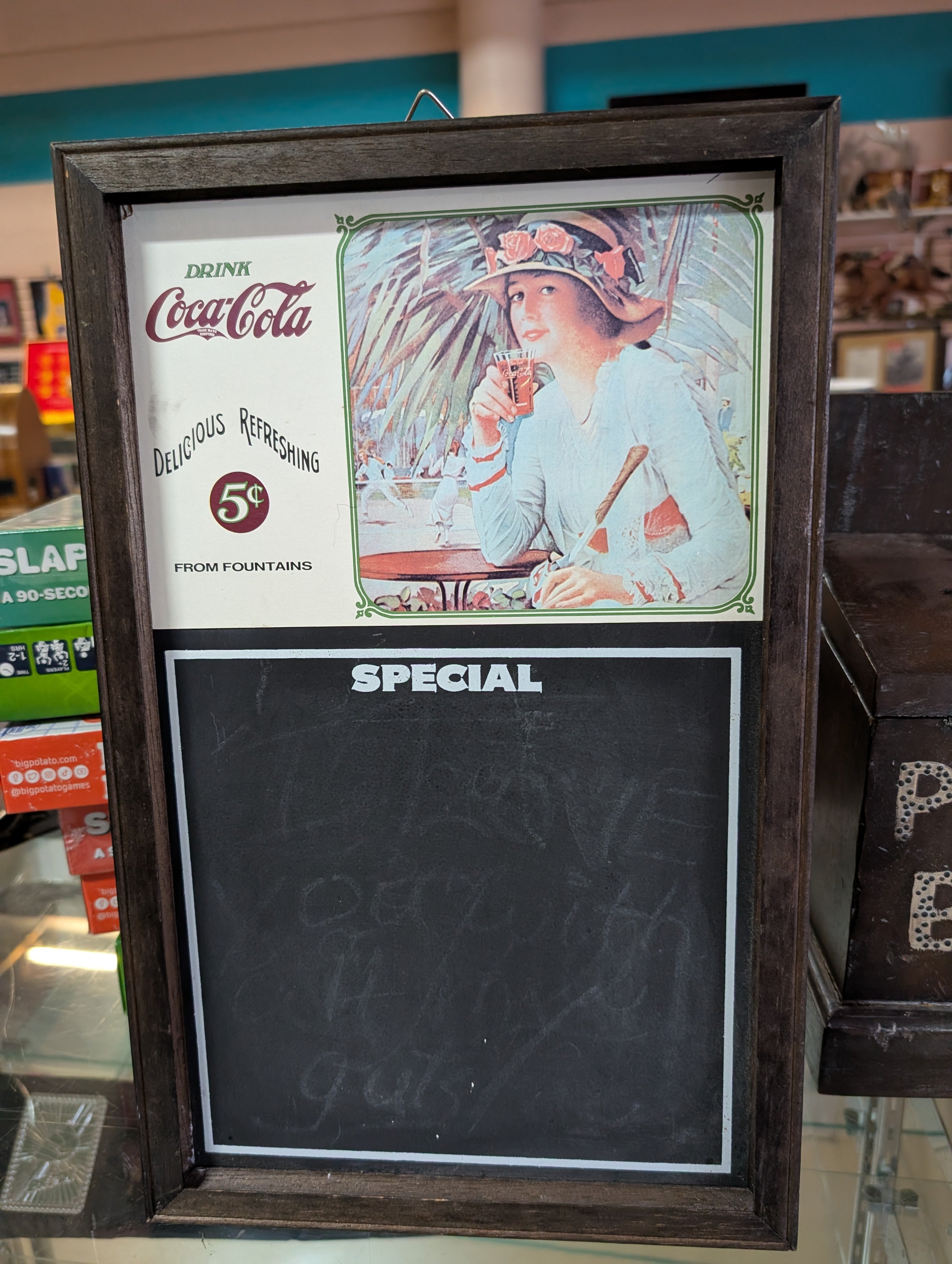 Vintage Coca Cola Framed Chalkboard Menu Sign Cafe Decor Advertising Art Display