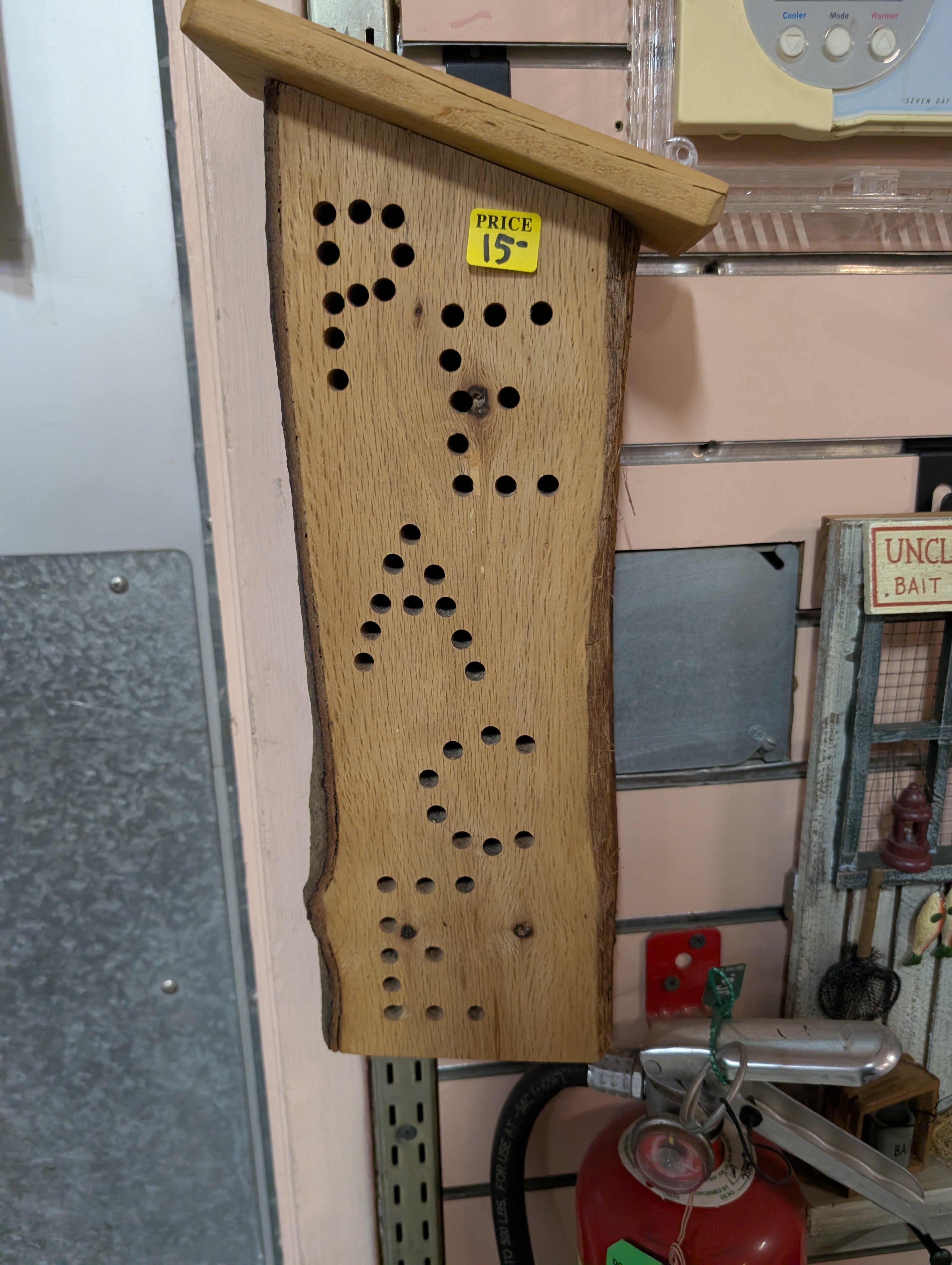 Handmade Natural Wood Bee Hotel Pollinator House Peace Design Garden Decor Art