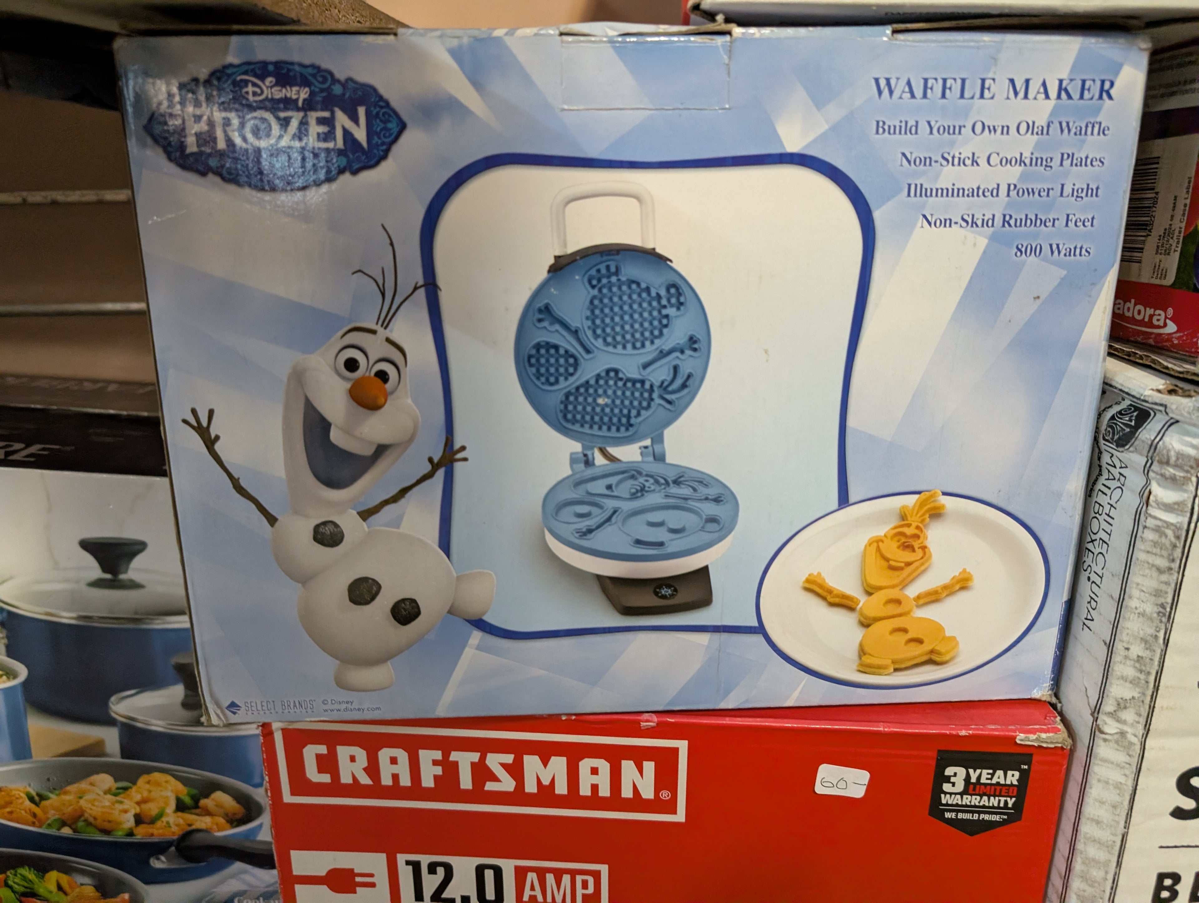 Disney Frozen Olaf Waffle Maker Non Stick Character Kitchen Appliance 800 Watt