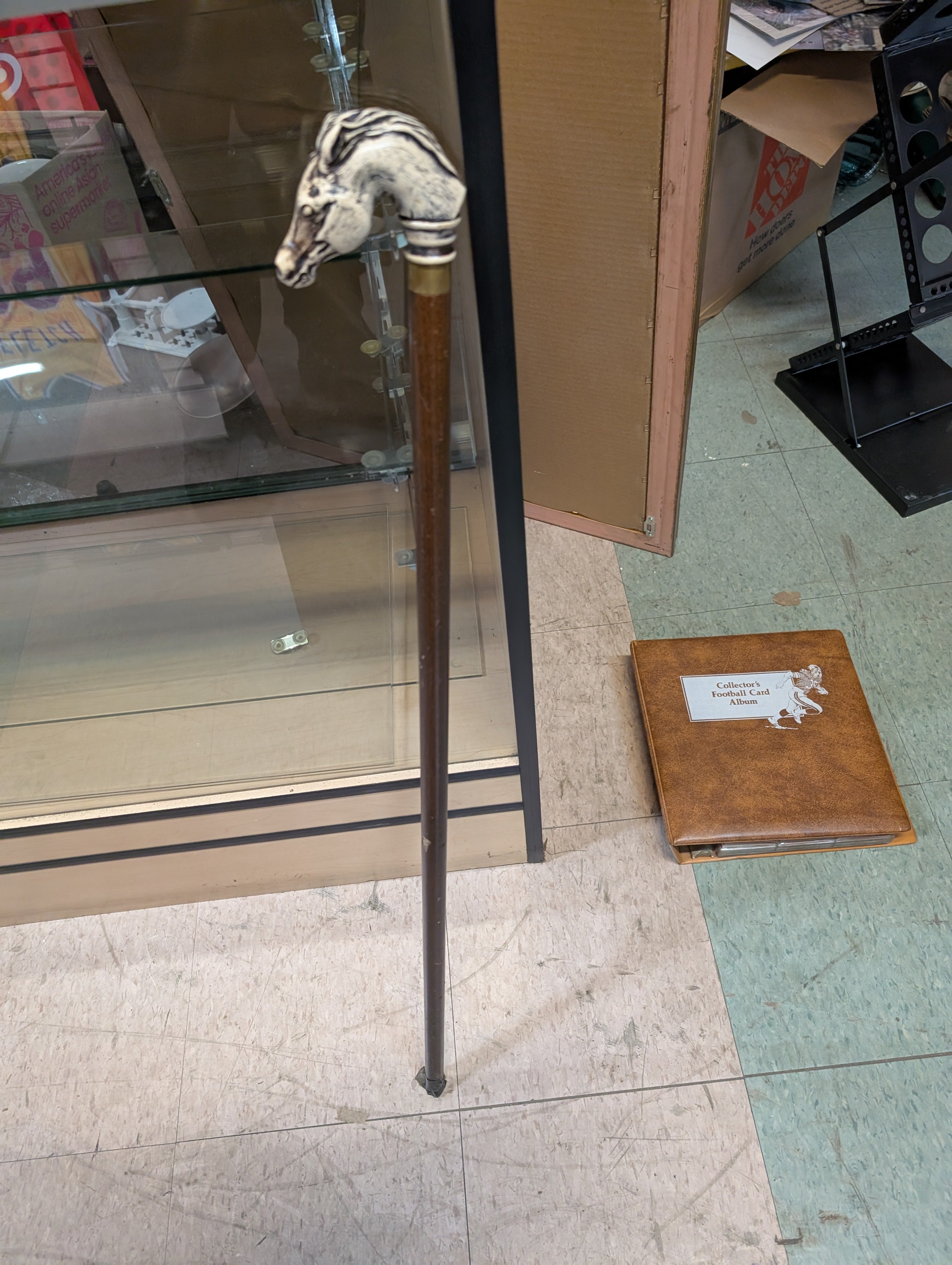 Vintage Horse Head Handle Walking Cane Wooden Shaft Decorative Gentleman Stick