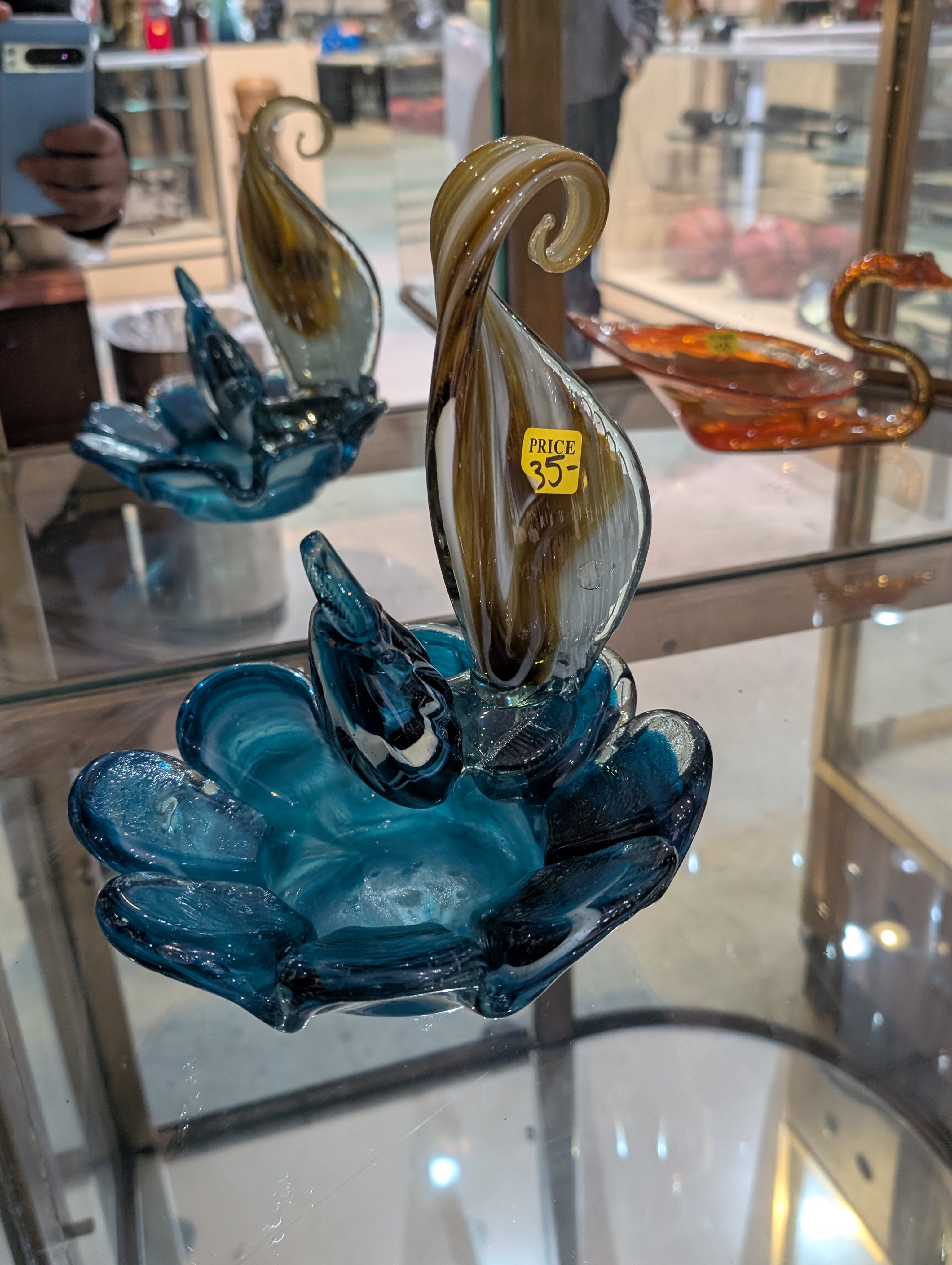 Vintage Hand Blown Art Glass Rooster Ashtray Decorative Mid Century Collectible