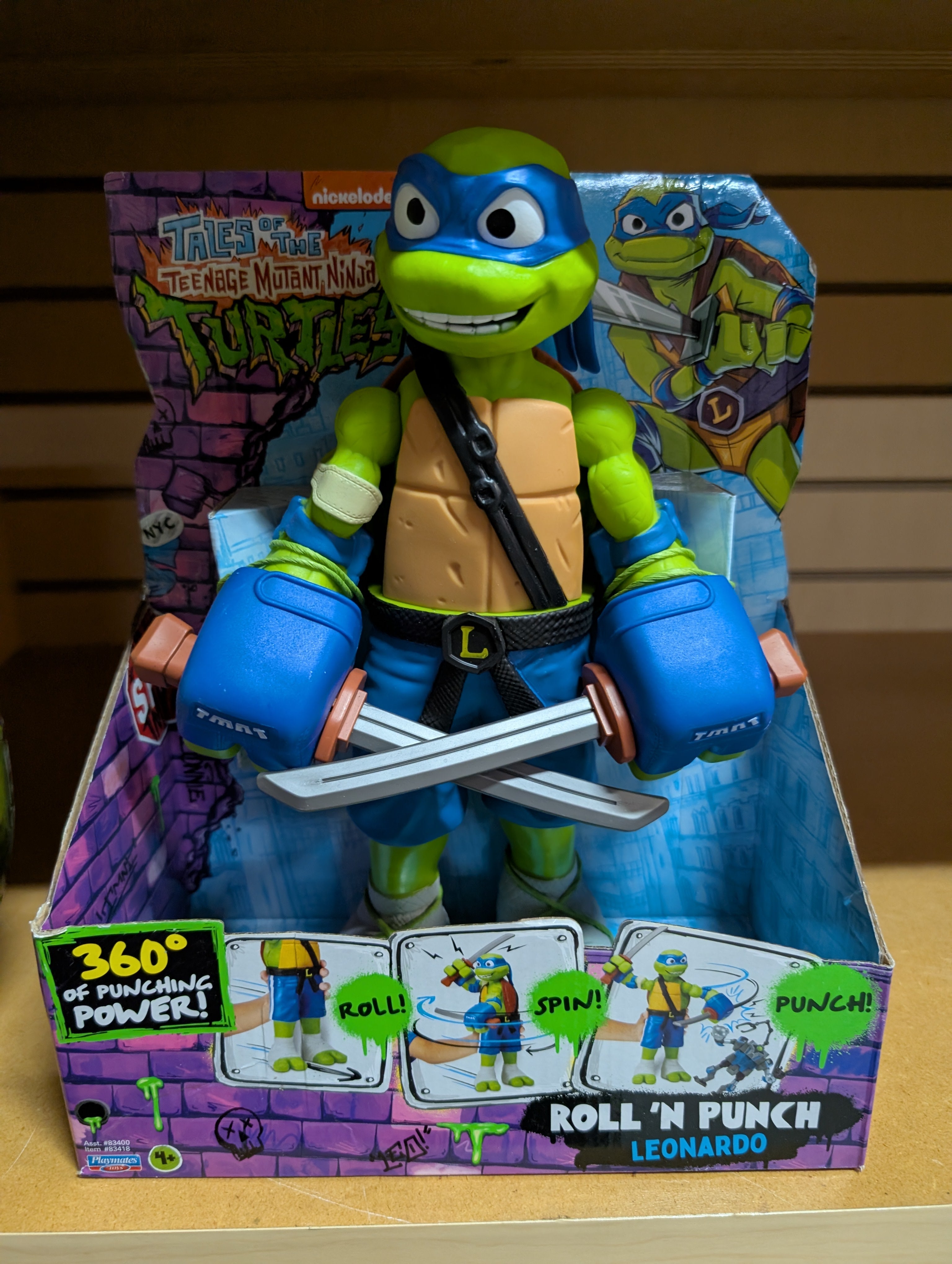Teenage Mutant Ninja Turtles Leonardo Roll N Punch Action Figure New Toy Boxed
