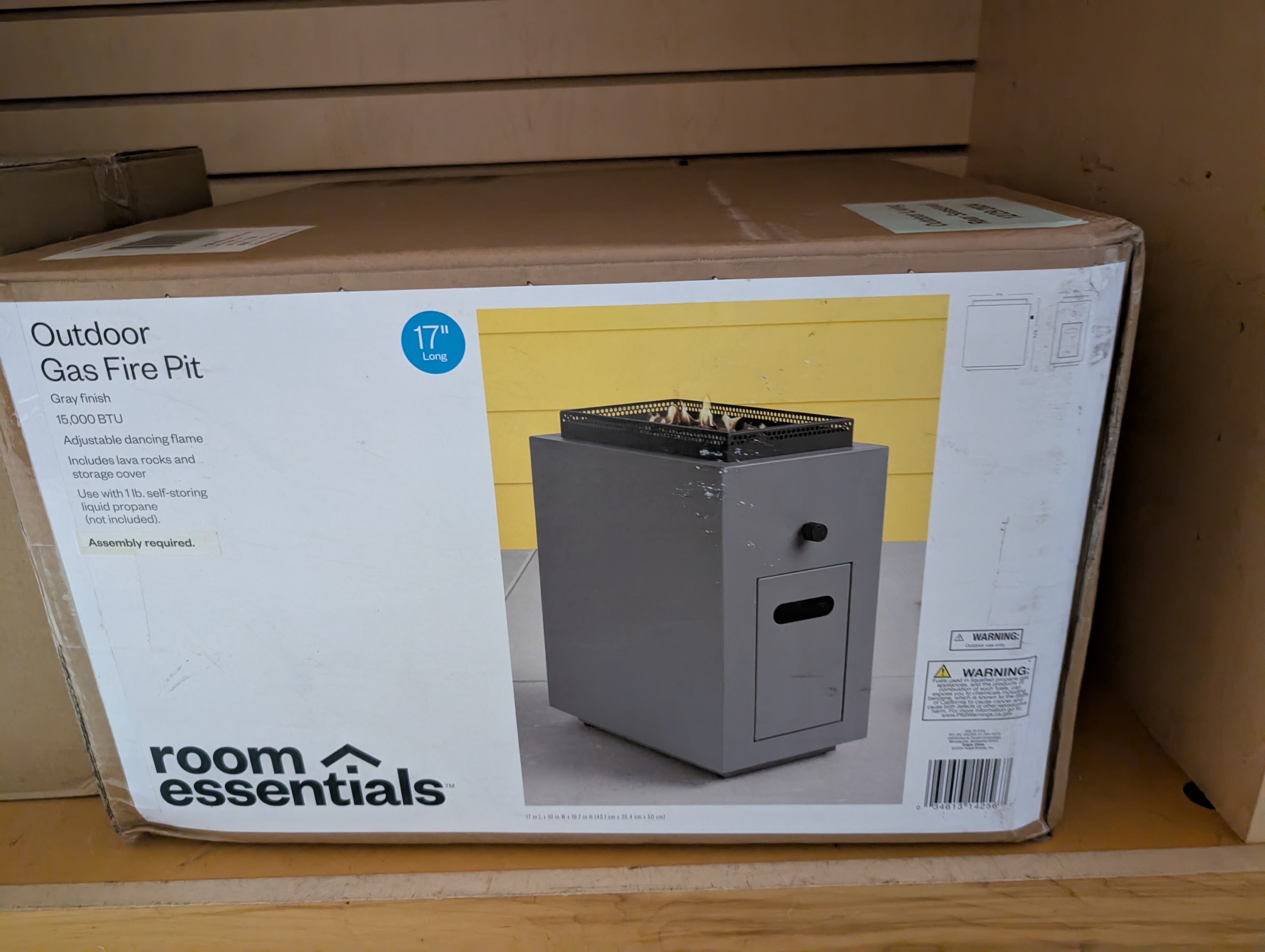 Room Essentials Outdoor Gas Fire Pit 17 Inch Gray Propane Patio Heater New
