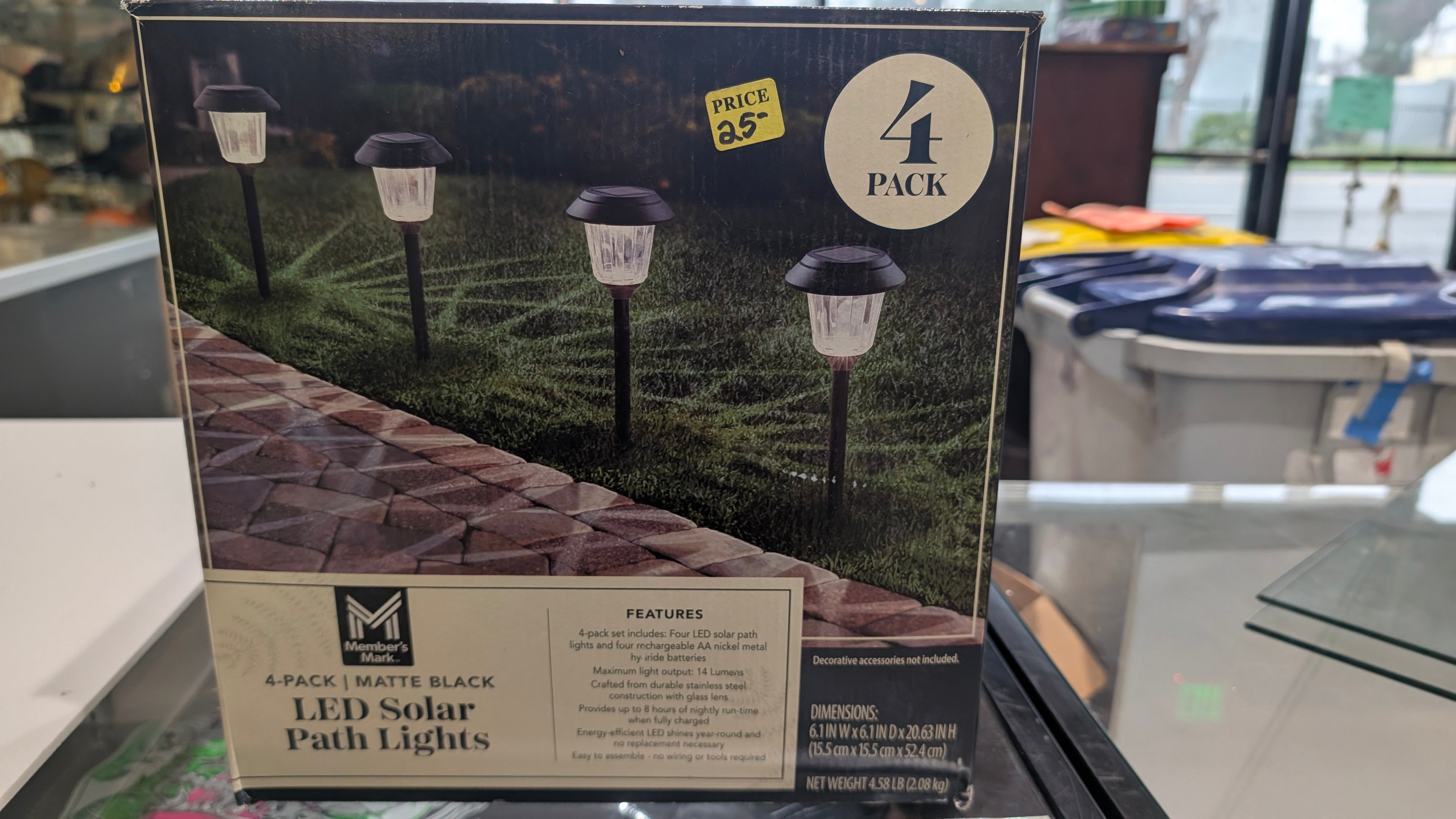 Member's Mark 4 Pack Matte Black LED Solar Path Lights Outdoor Garden Lighting