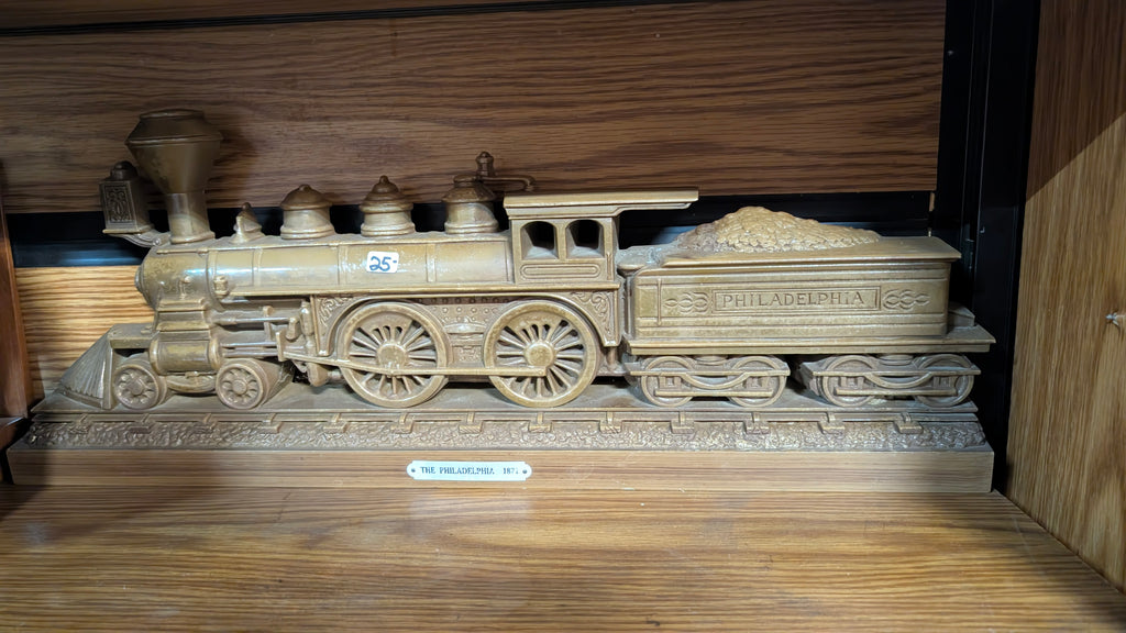 Vintage: The Philadelphia 1871 Train Locomotive Wall Plaque, 24"×8" Gold Toned