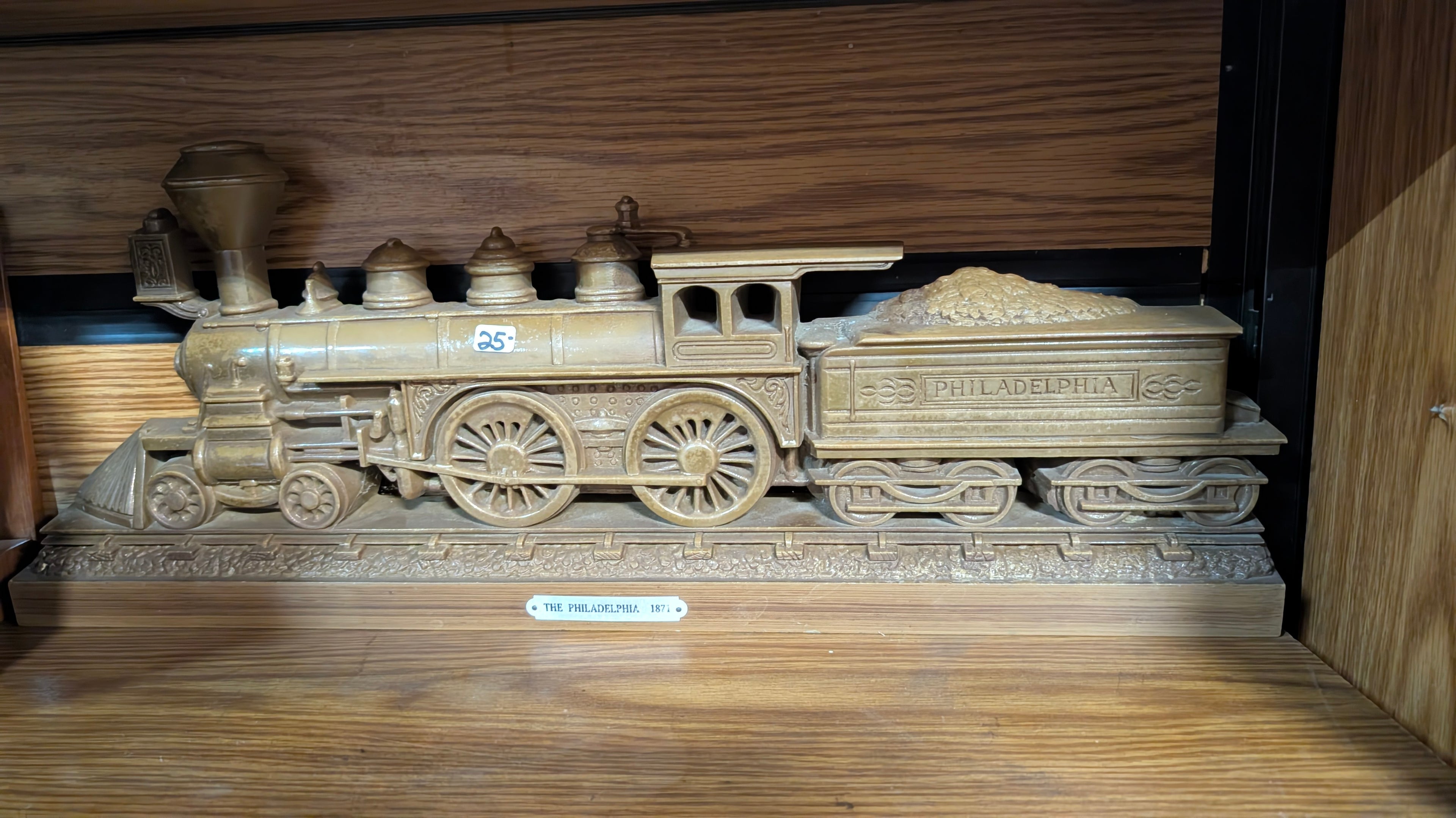 Vintage: The Philadelphia 1871 Train Locomotive Wall Plaque, 24"×8" Gold Toned