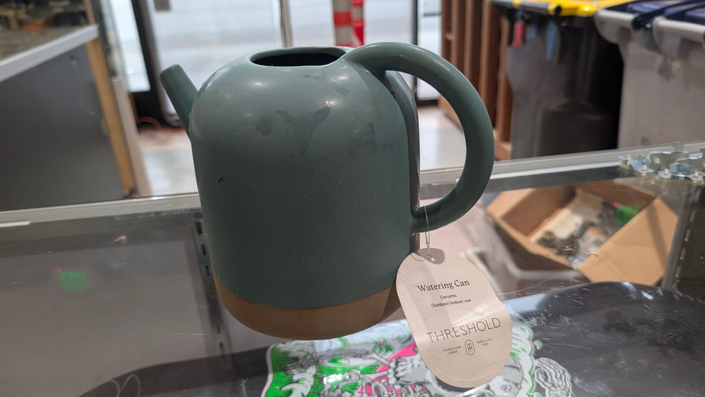 Threshold Green Ceramic Watering Can Indoor Outdoor Home Decor Planter Accent