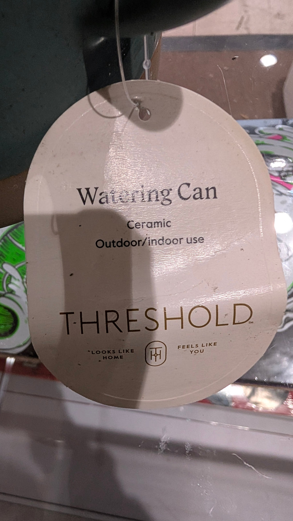 Threshold Green Ceramic Watering Can Indoor Outdoor Home Decor Planter Accent