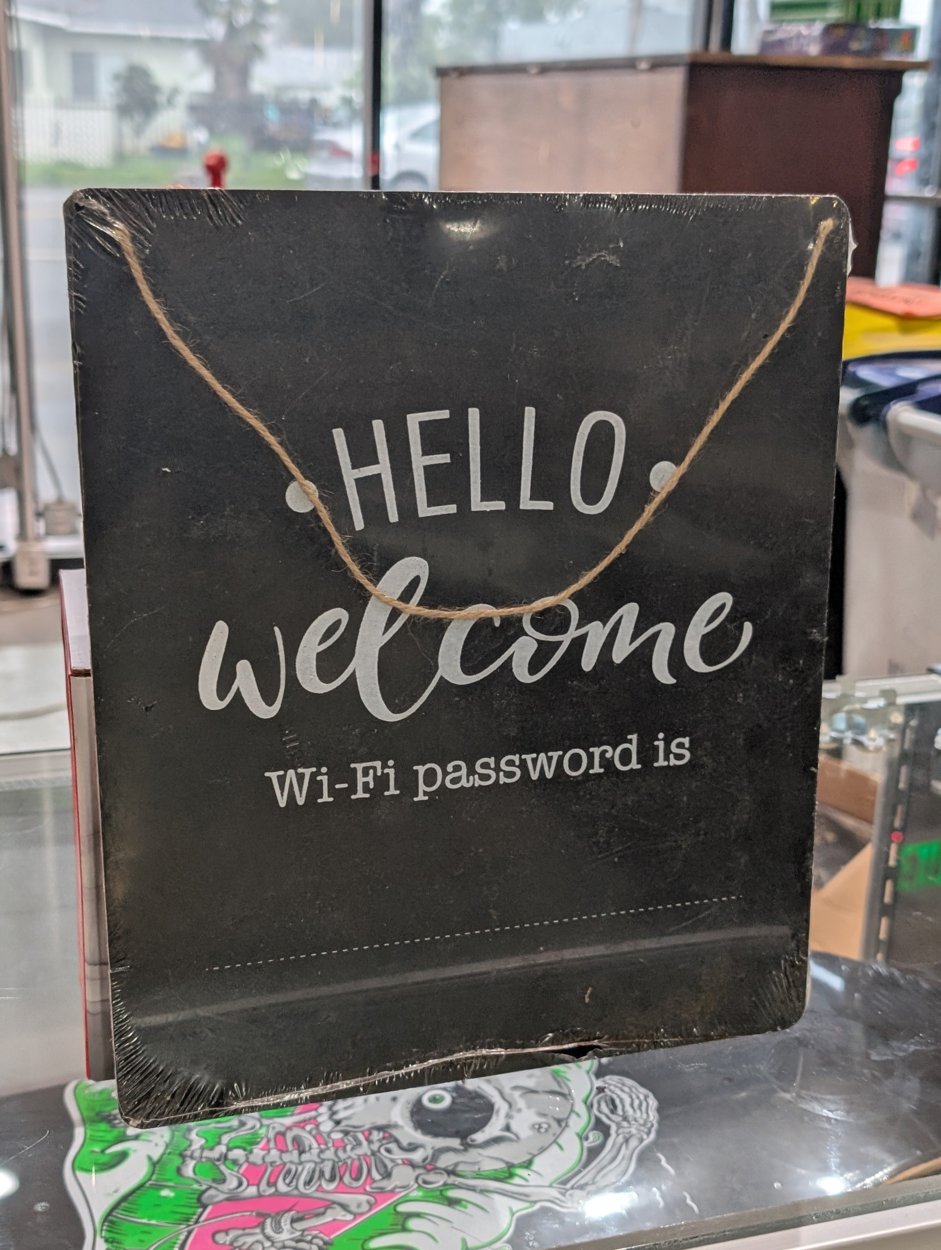 Hello Welcome WiFi Password Chalkboard Style Hanging Decor Entryway Wall Sign