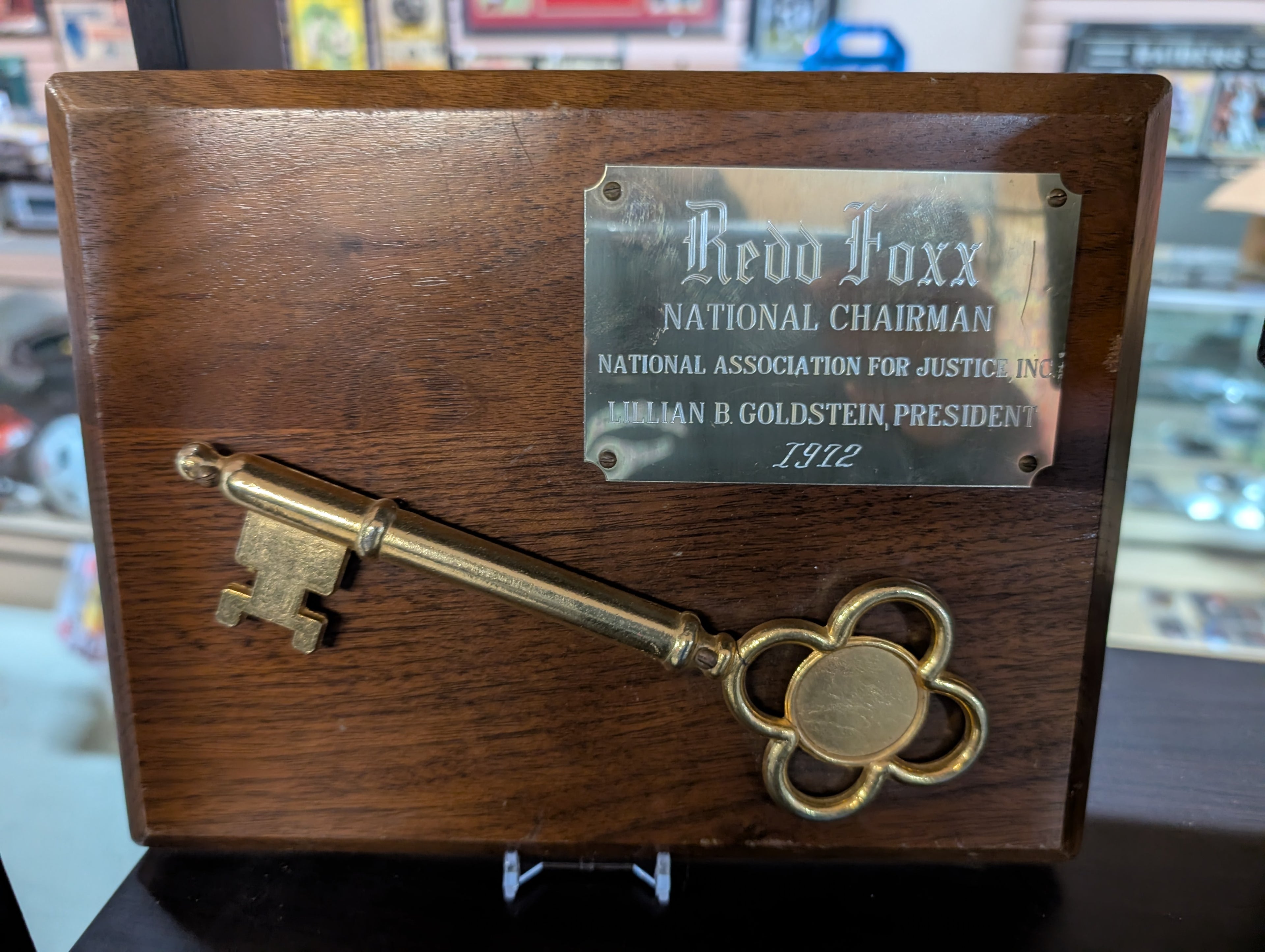 Vintage Redd Foxx Brass Key Award Plaque National Association For Justice 1972