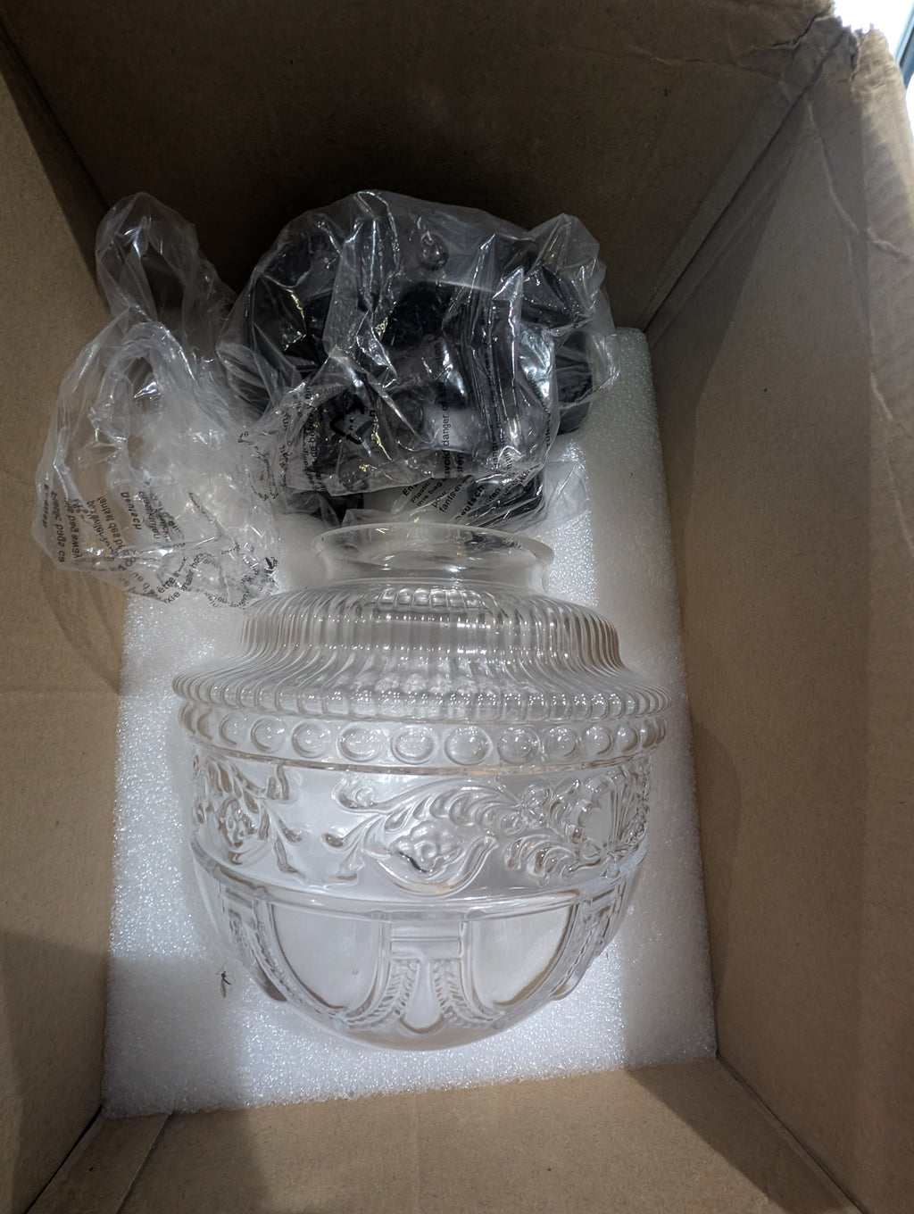 Modern Clear Glass Ceiling Light Fixture Black Metal Mount