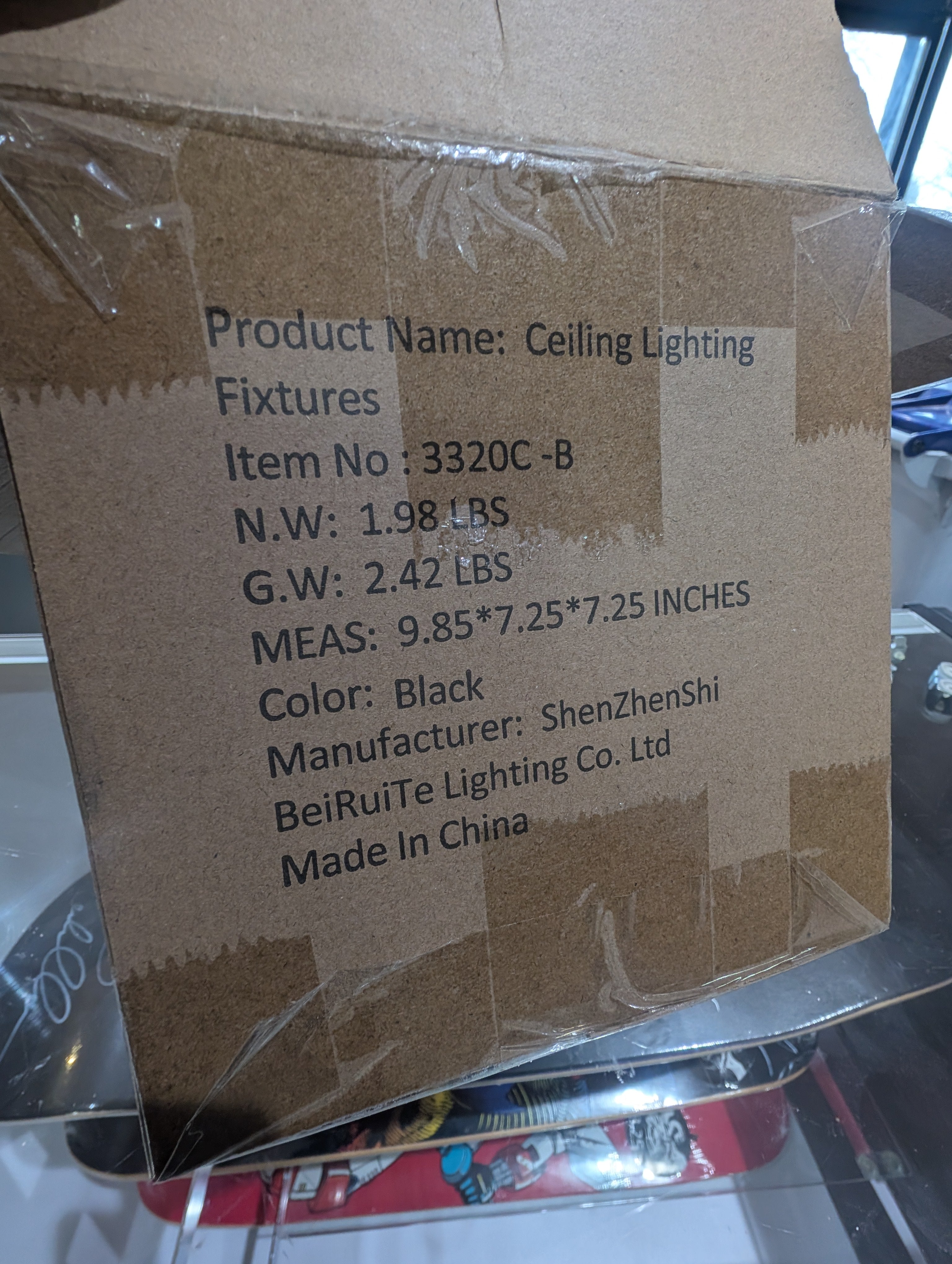 Modern Clear Glass Ceiling Light Fixture Black Metal Mount