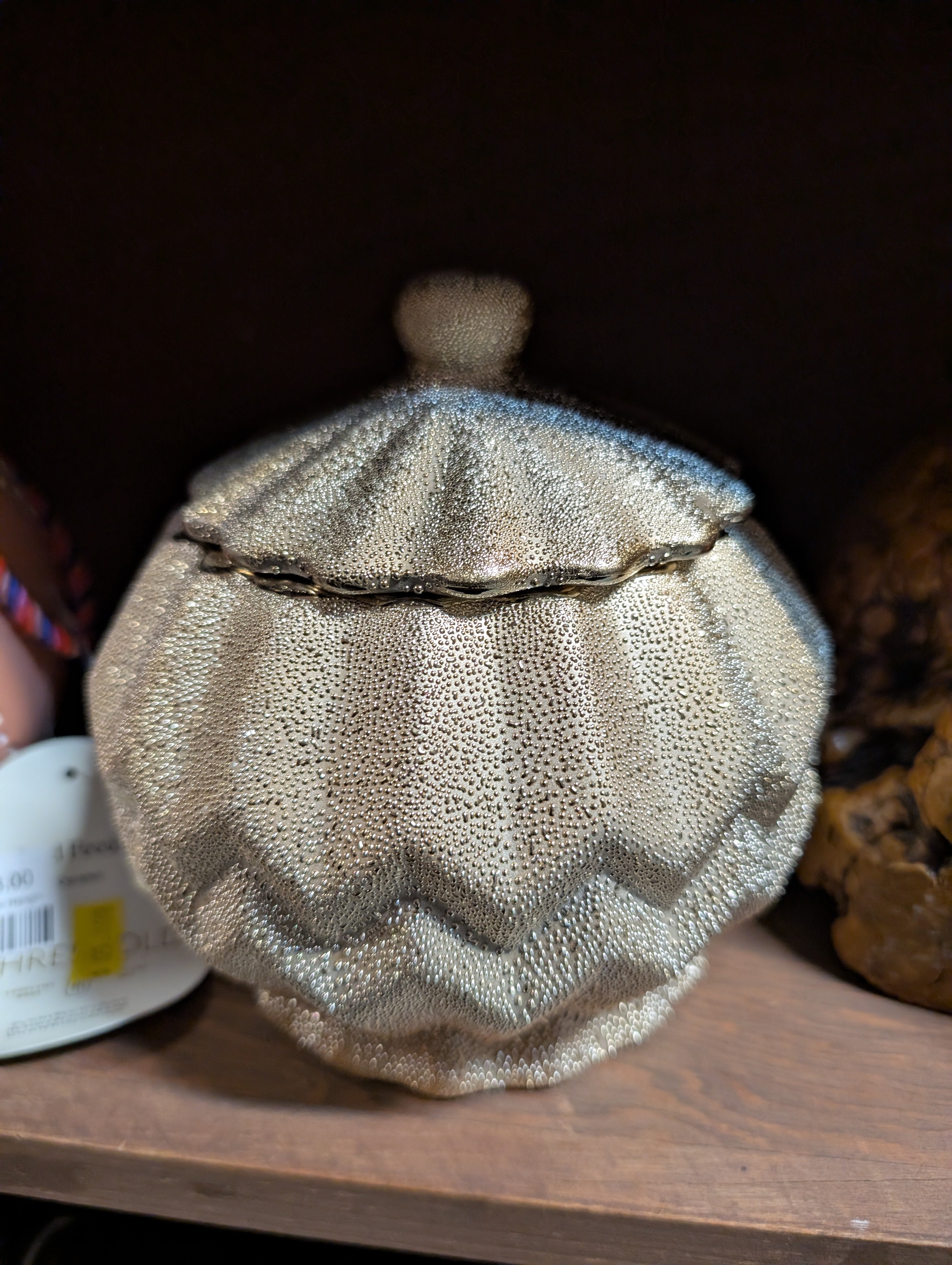 Decorative Hammered Metal Pumpkin Lidded Jar Rustic Farmhouse Fall Display Decor
