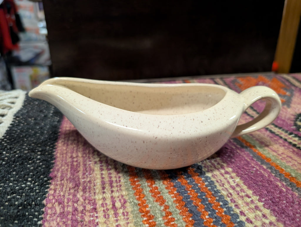 Speckled Ceramic Gravy Boat Sauce Server Cream Color Kitchen Tableware Serveware