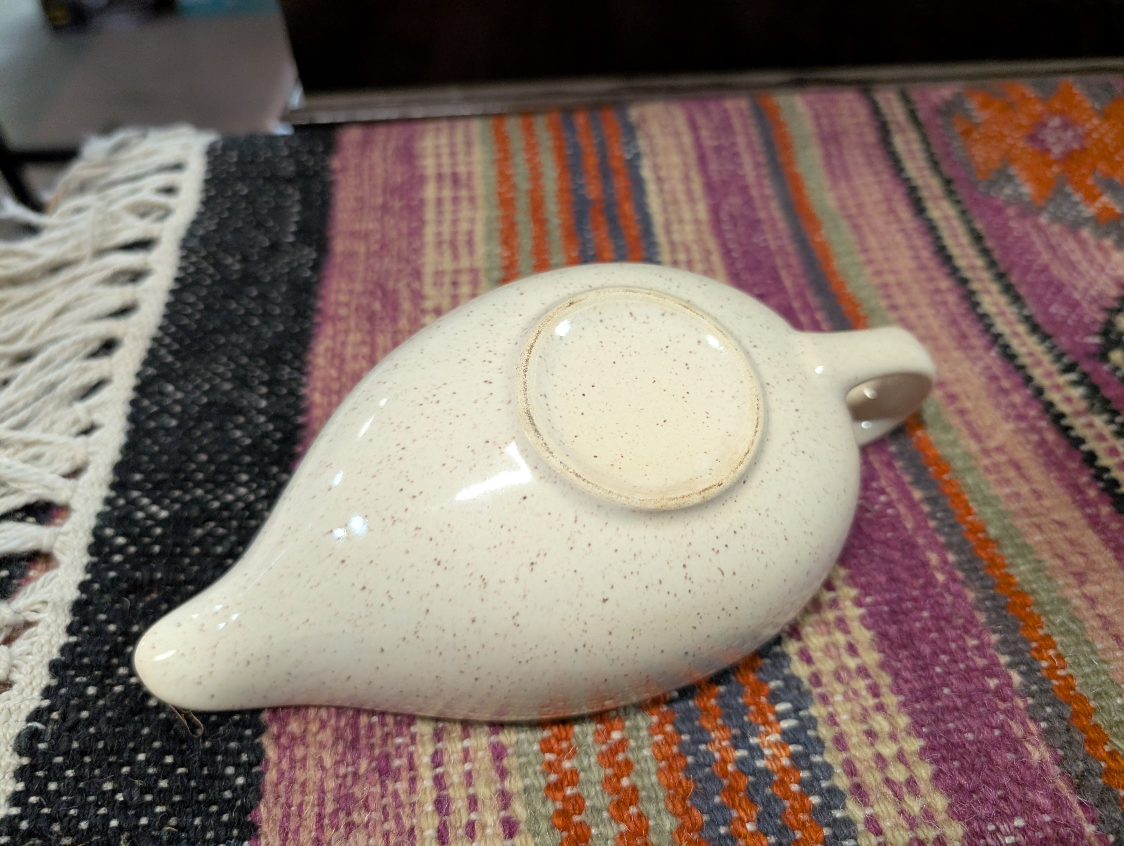 Speckled Ceramic Gravy Boat Sauce Server Cream Color Kitchen Tableware Serveware