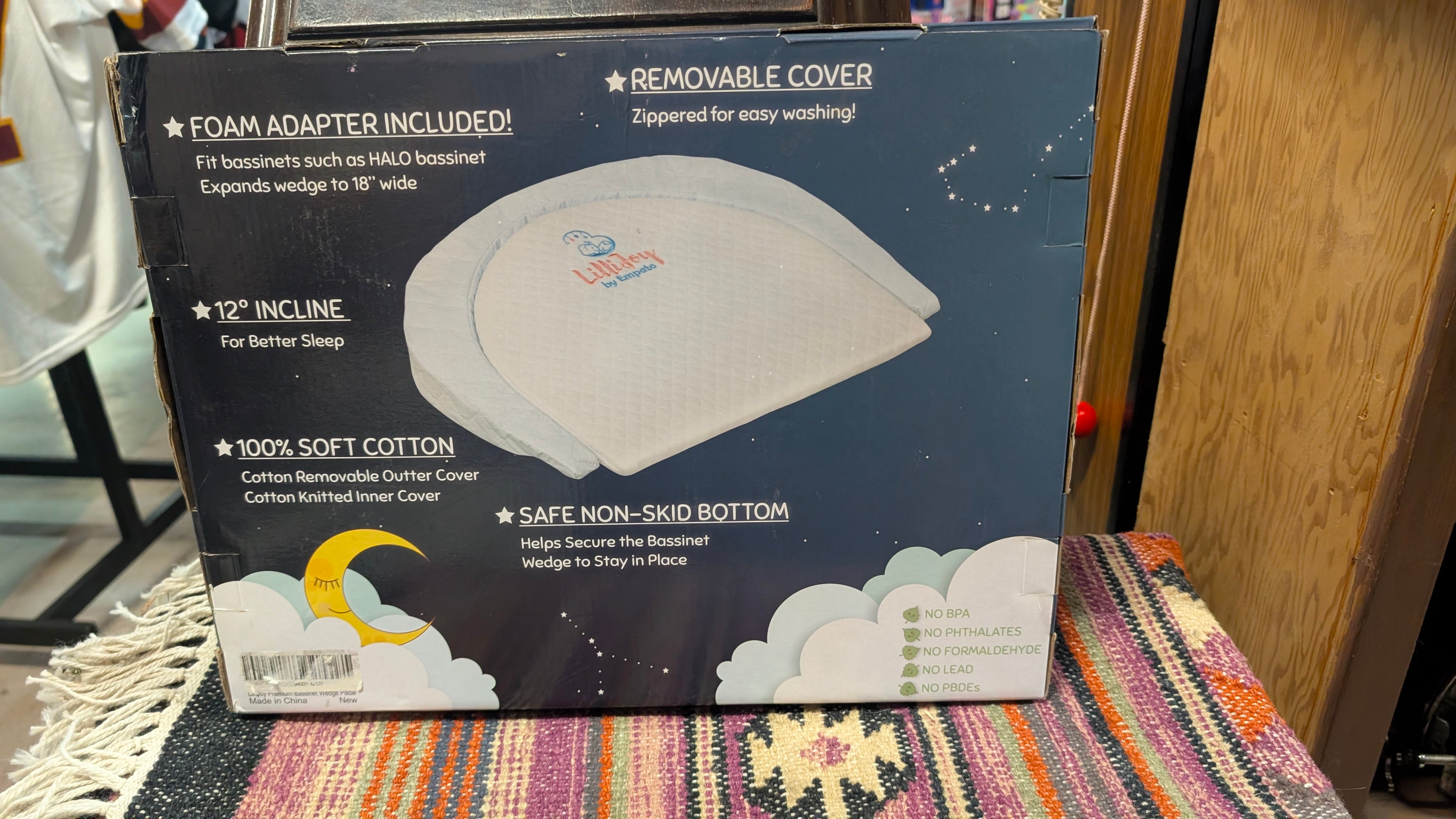 LilliJoy By Empato Bassinet Wedge Incline Pillow Infant Sleep Support Cotton