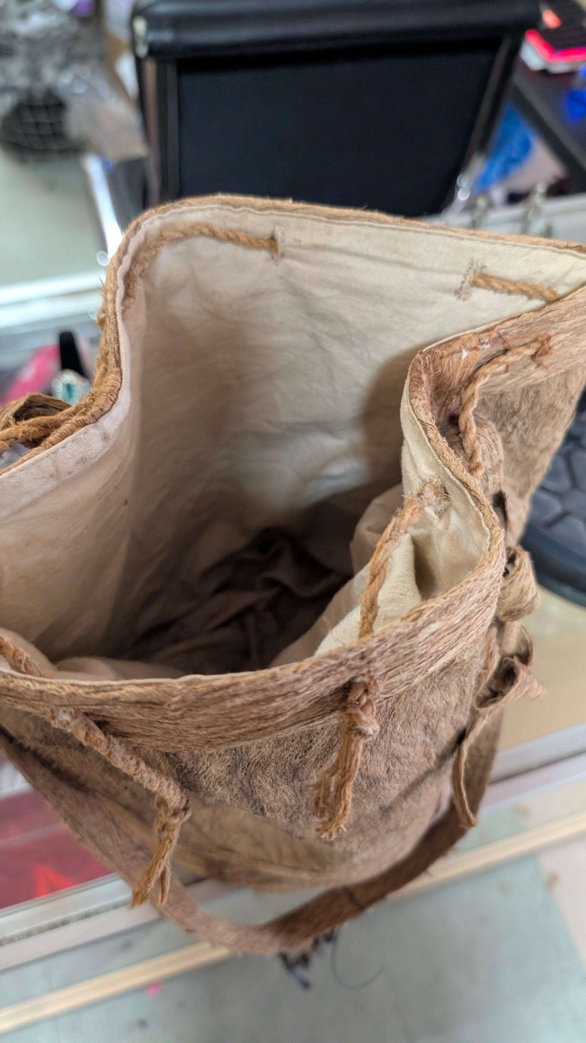 Handwoven Natural Fiber Hanging Basket Rustic Boho Storage Planter Decor Piece