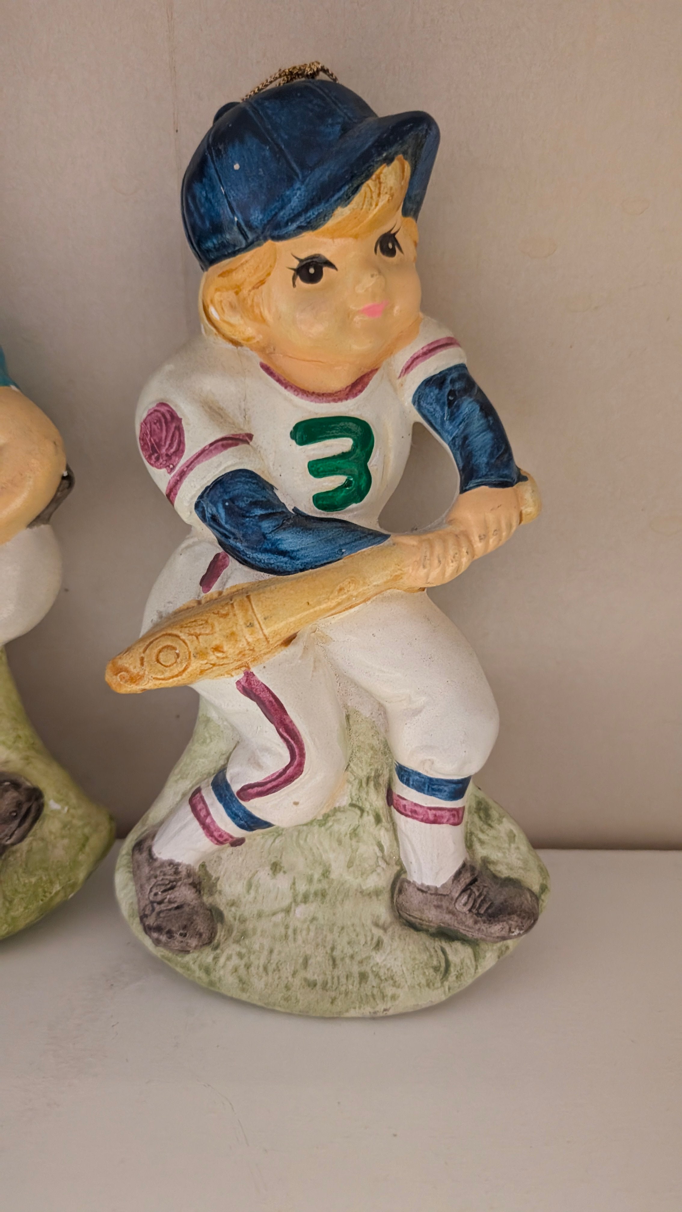 Vintage Baseball Player Figurine Ornament Ceramic Sports Collectible Decor Art